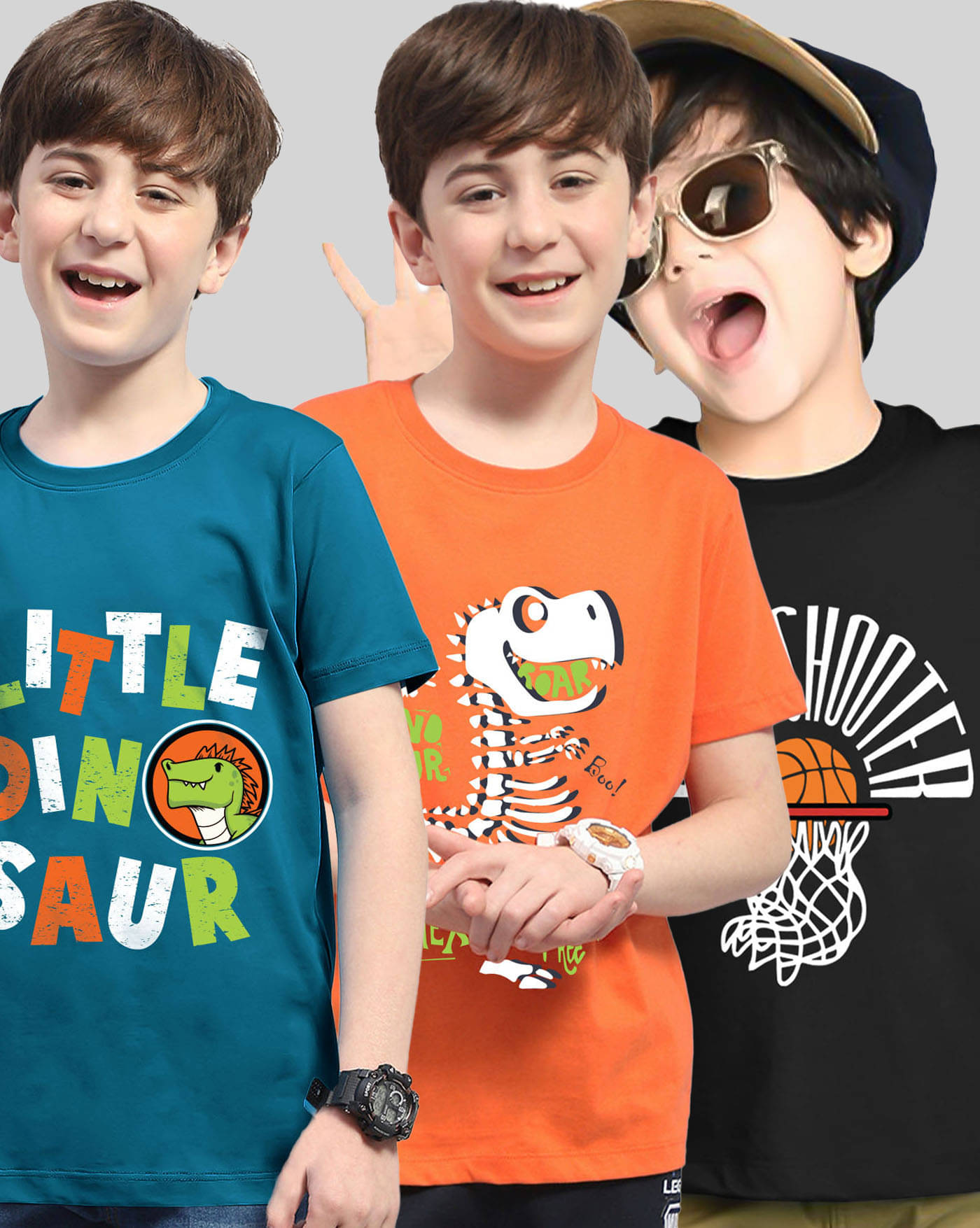     			KIDDY VIDDY Pack of 3 Boys Cotton Blend T-Shirt ( Teal )