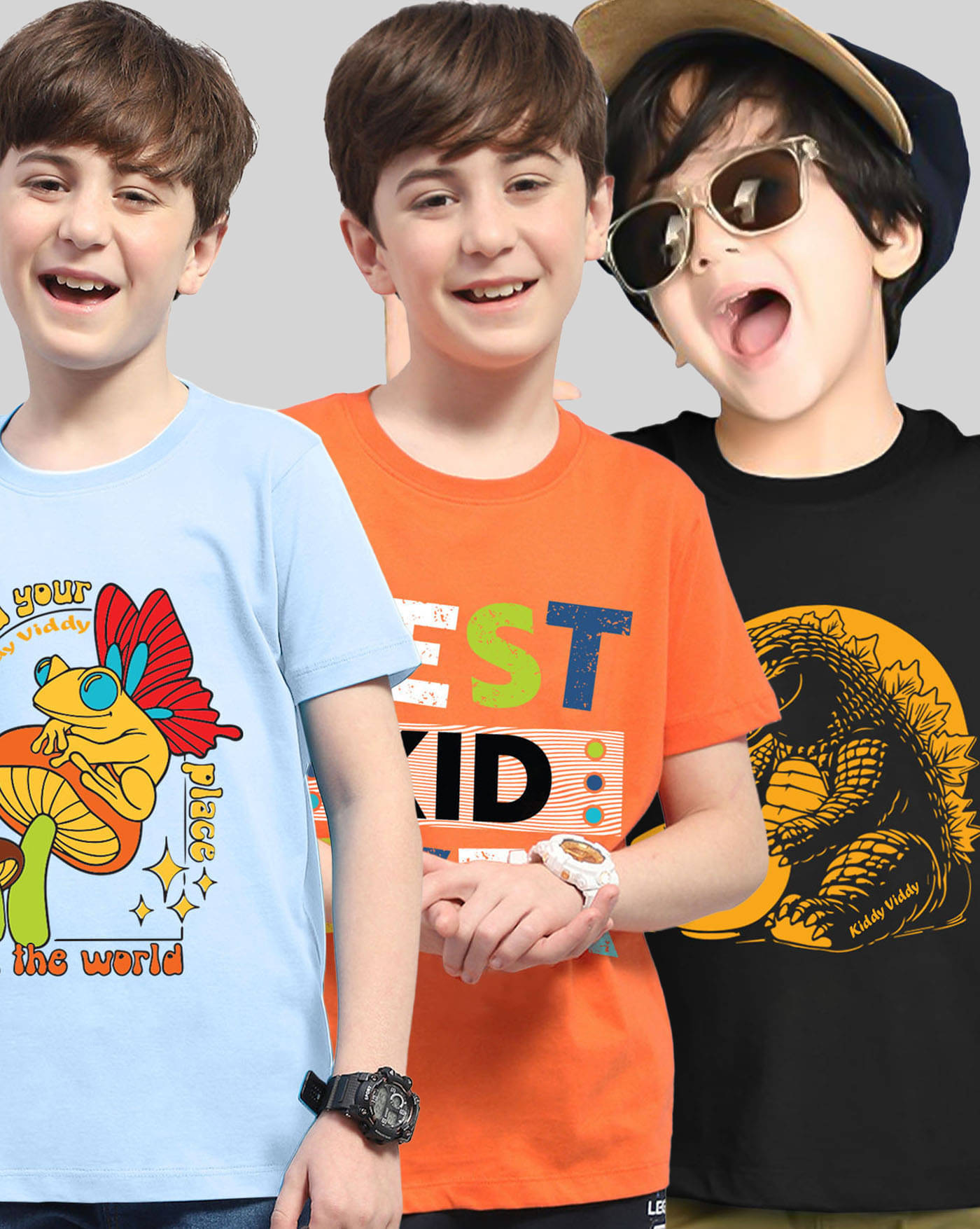     			KIDDY VIDDY Pack of 3 Boys Cotton Blend T-Shirt ( Multicolor )
