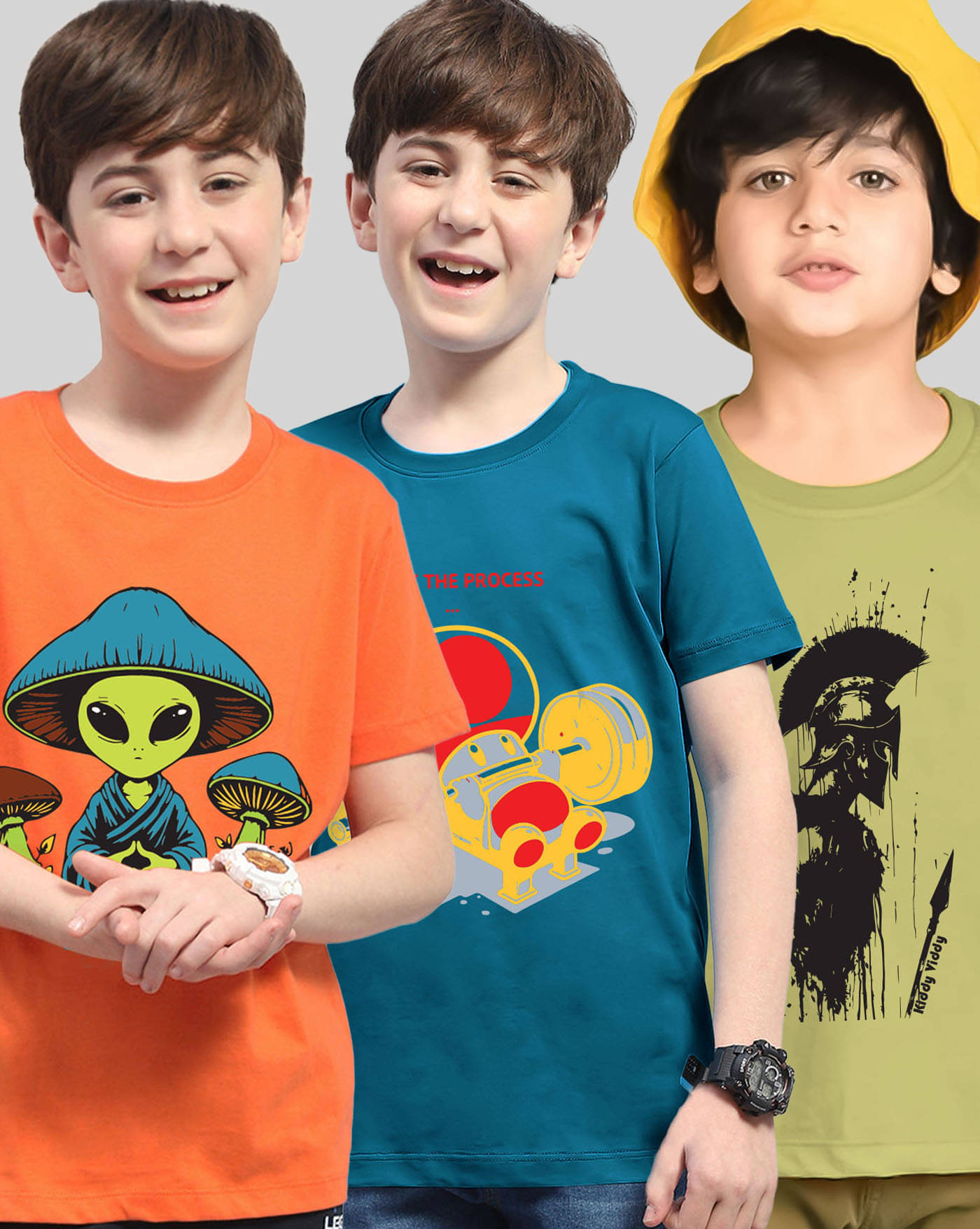     			KIDDY VIDDY Pack of 3 Boys Cotton Blend T-Shirt ( Green )