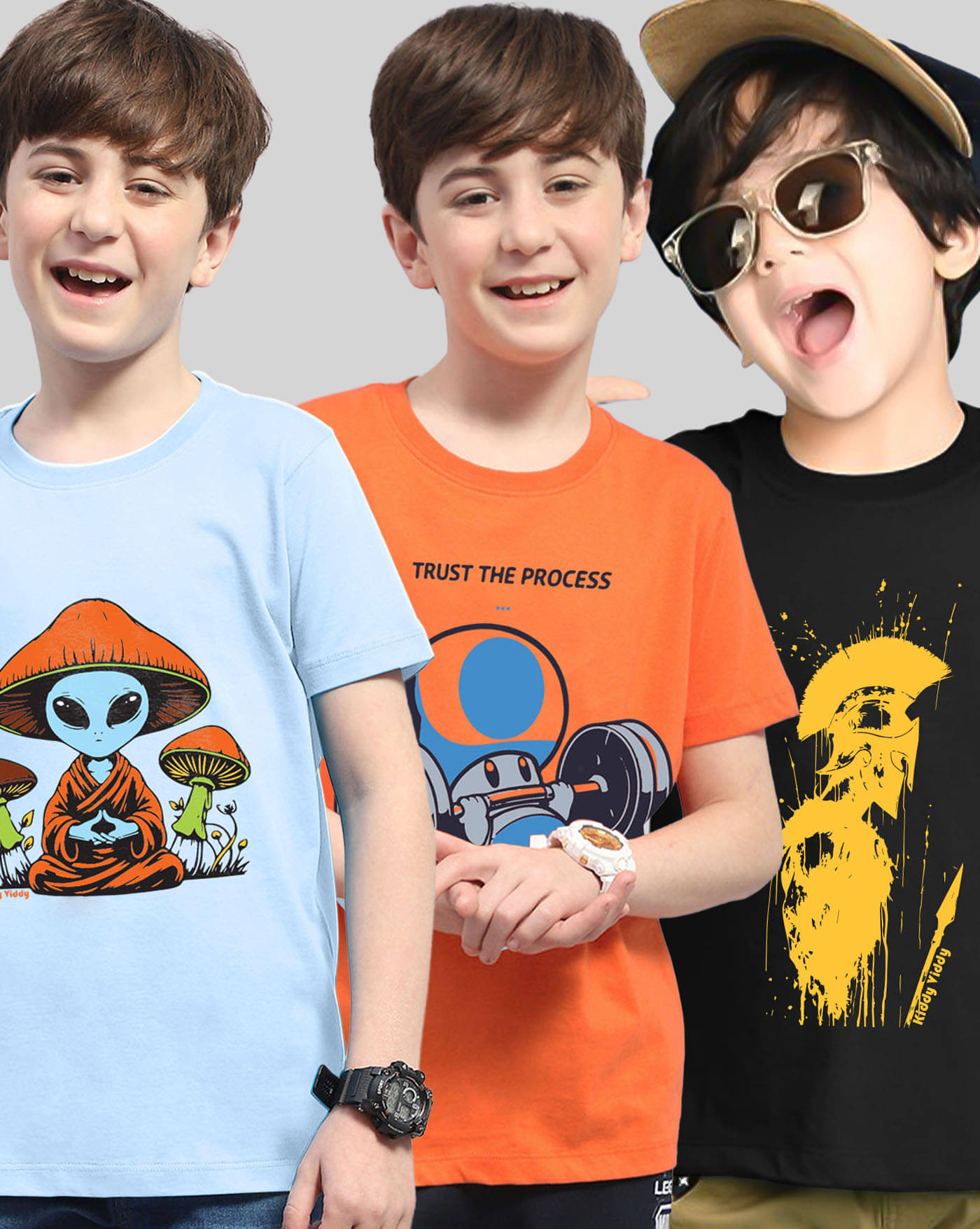     			KIDDY VIDDY Pack of 3 Boys Cotton Blend T-Shirt ( Black )