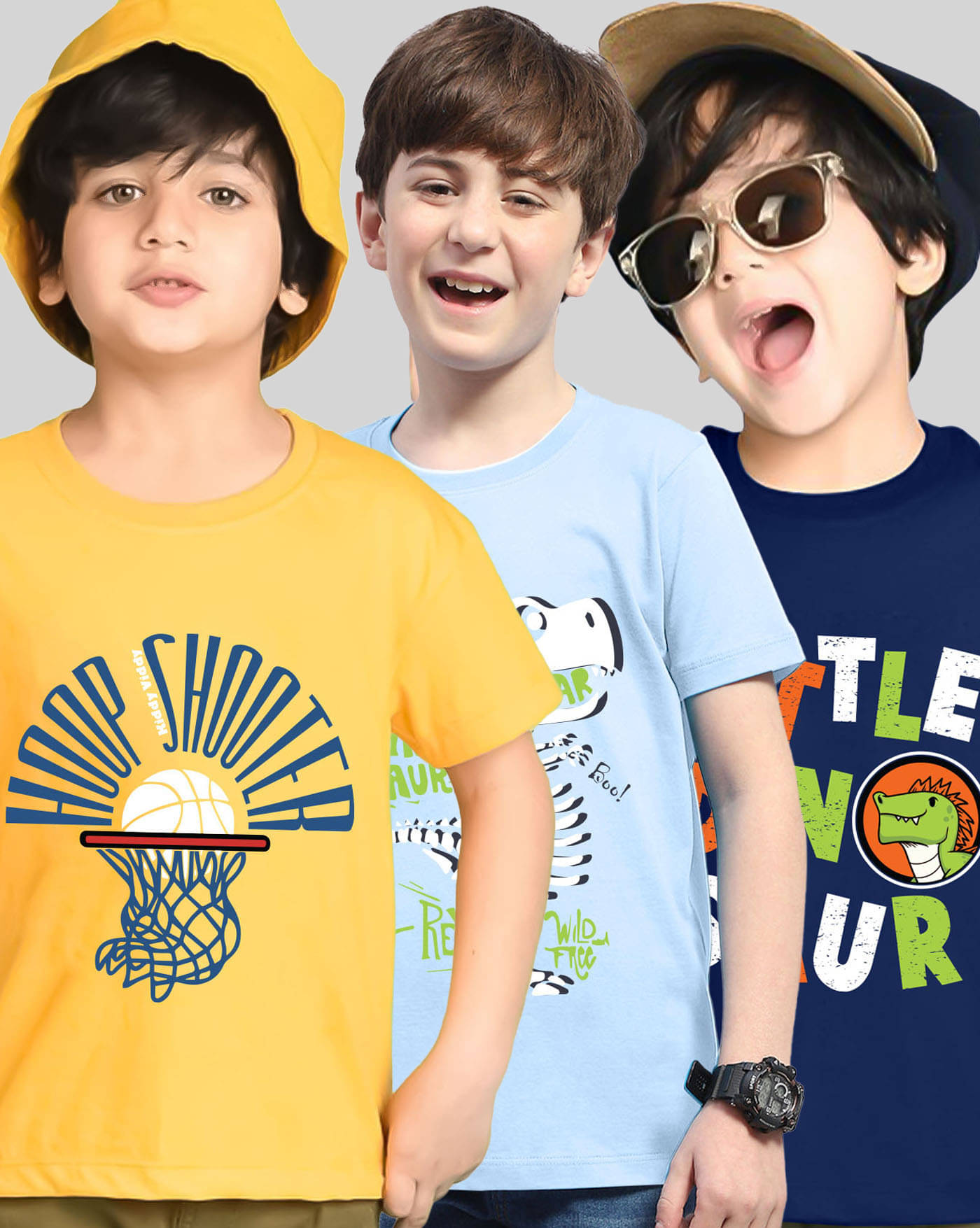     			KIDDY VIDDY Pack of 3 Boys Cotton Blend T-Shirt ( Yellow )