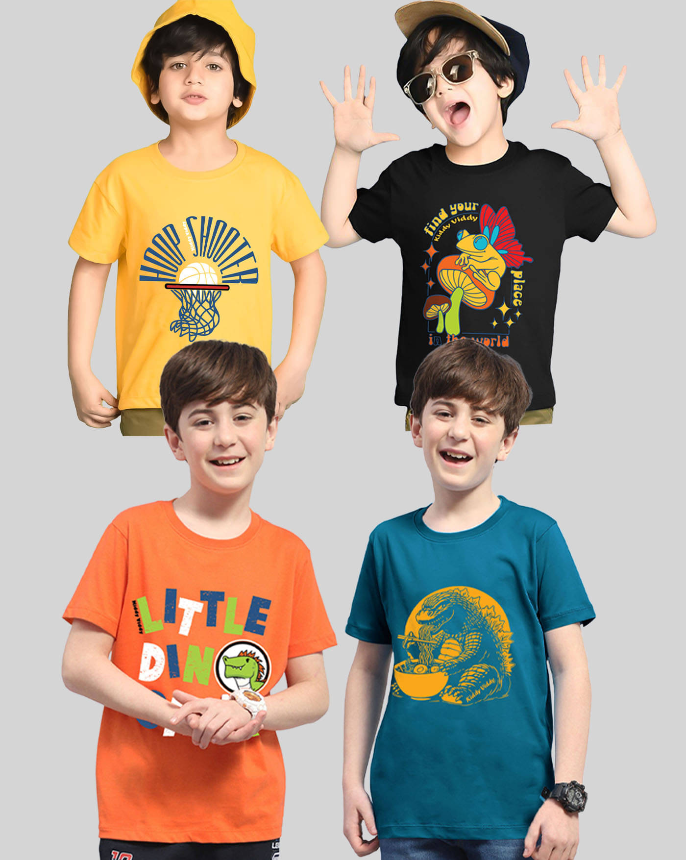     			KIDDY VIDDY Pack of 4 Boys Cotton Blend T-Shirt ( Multicolor 2 )
