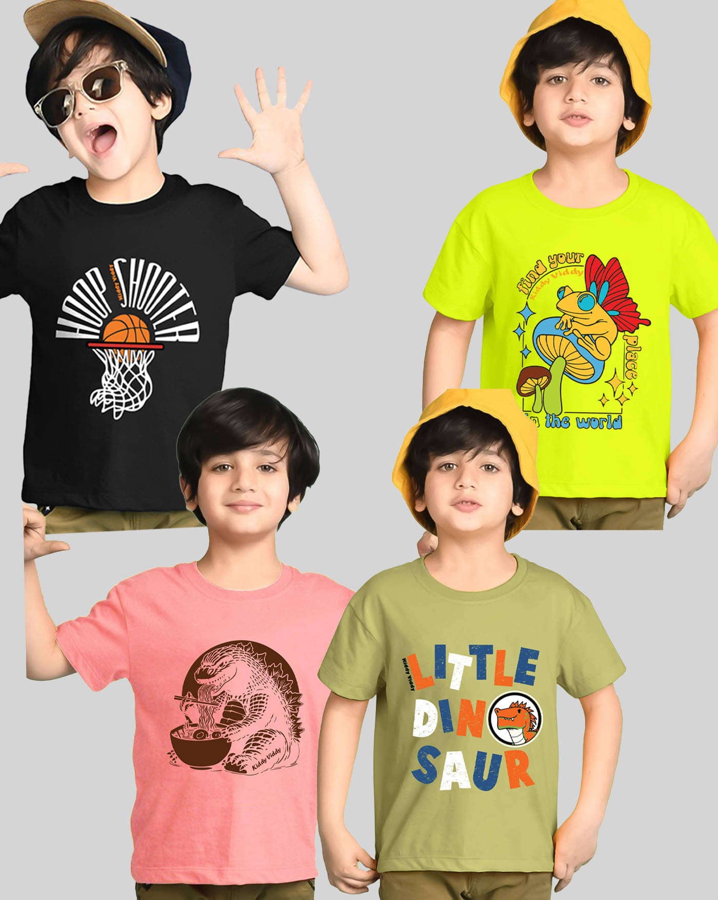    			KIDDY VIDDY Pack of 4 Boys Cotton Blend T-Shirt ( Green )