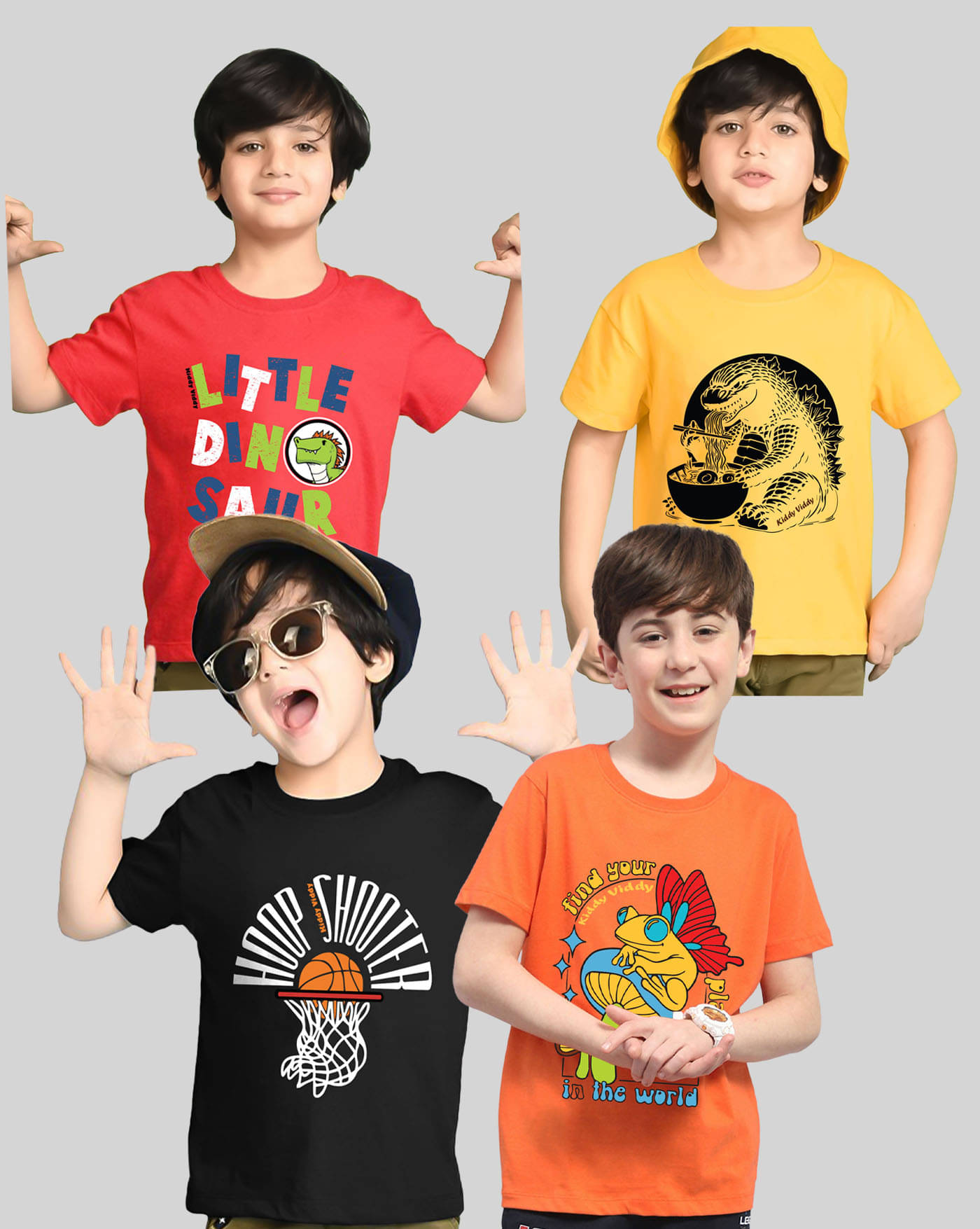     			KIDDY VIDDY Pack of 4 Boys Cotton Blend T-Shirt ( Multicolor 3 )