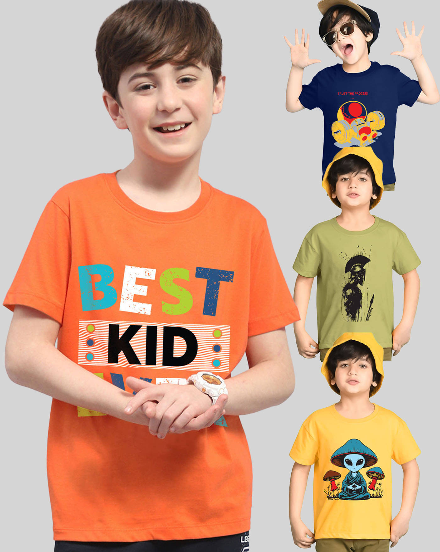     			KIDDY VIDDY Pack of 4 Boys Cotton Blend T-Shirt ( Navy Blue )