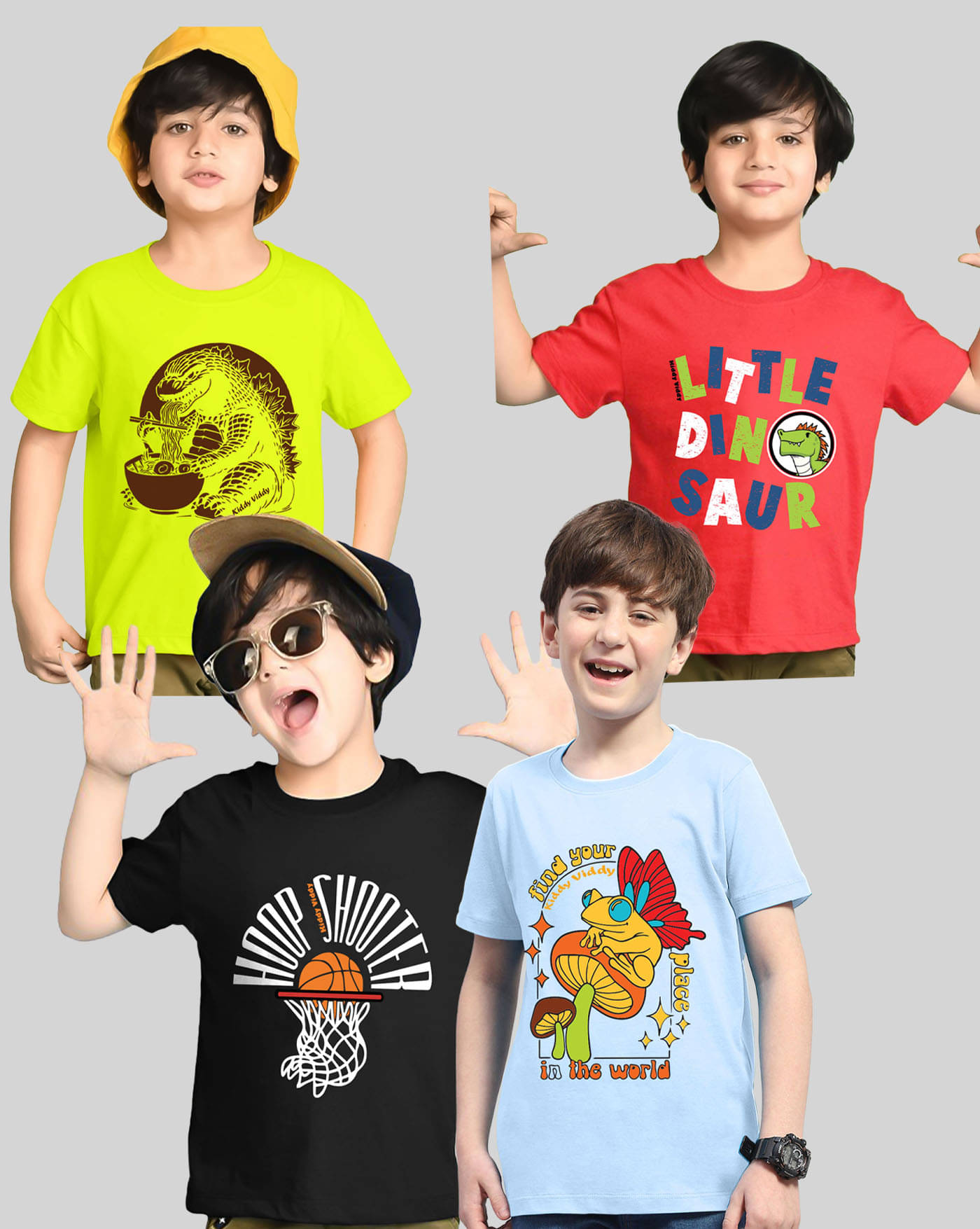     			KIDDY VIDDY Pack of 4 Boys Cotton Blend T-Shirt ( Red )