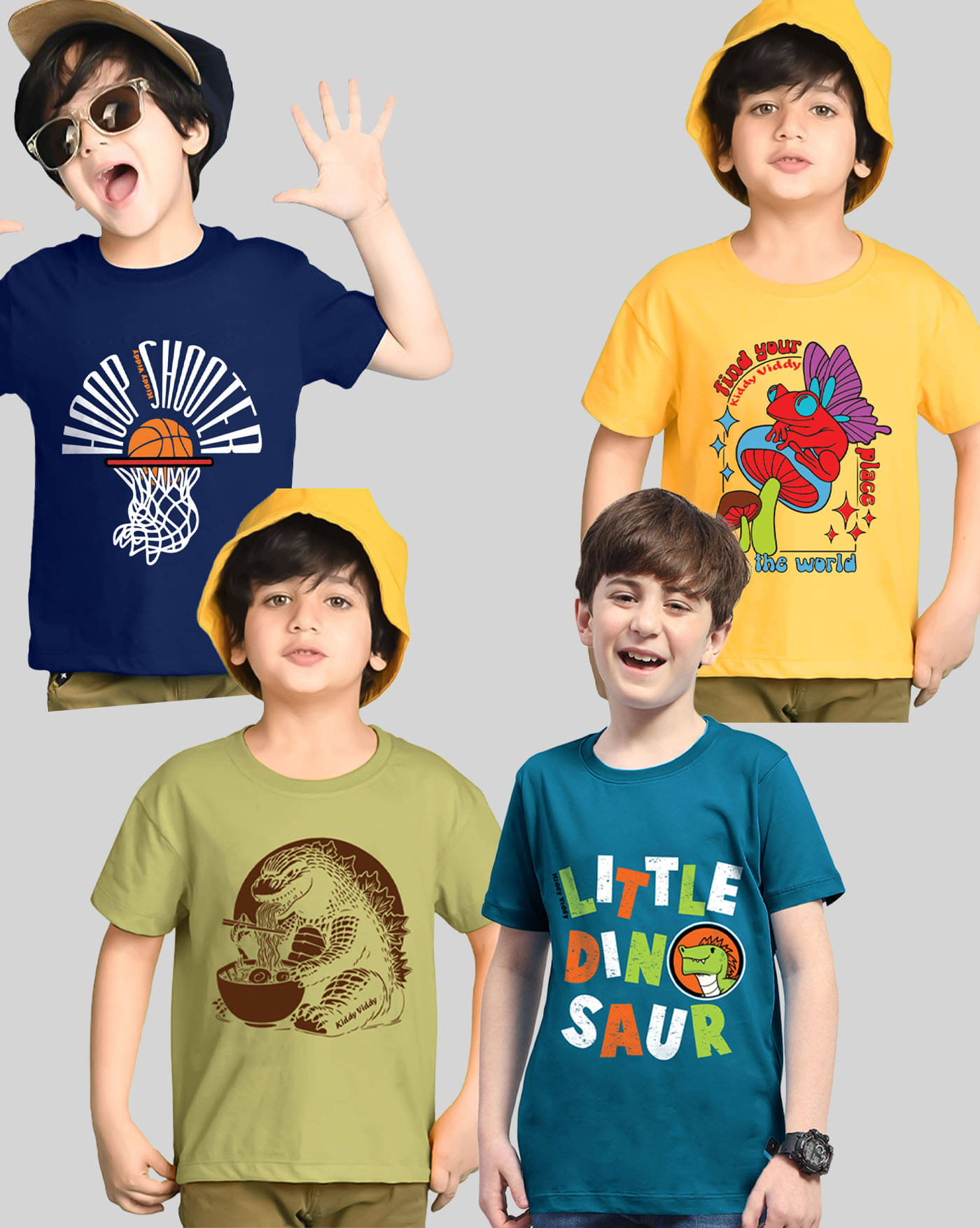     			KIDDY VIDDY Pack of 4 Boys Cotton Blend T-Shirt ( Teal )