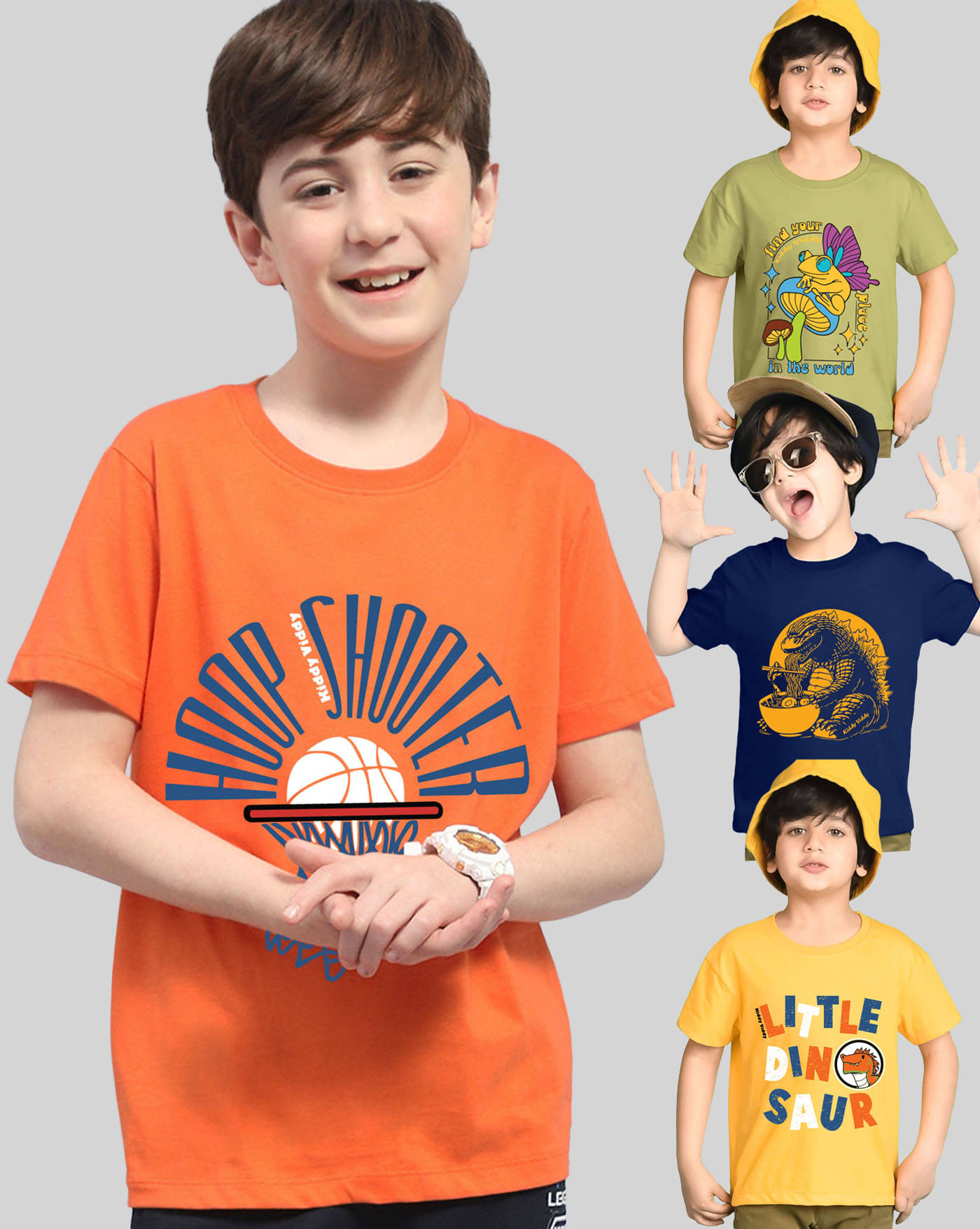     			KIDDY VIDDY Pack of 4 Boys Cotton Blend T-Shirt ( Yellow )