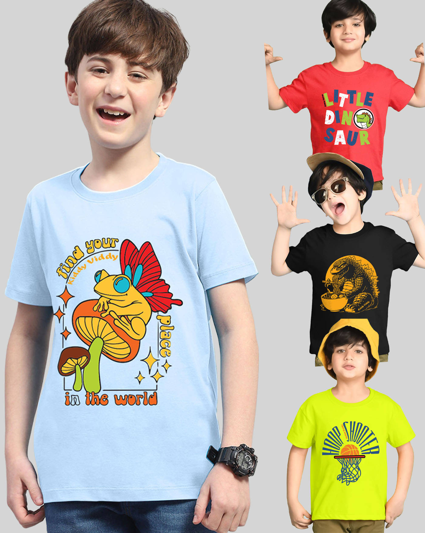    			KIDDY VIDDY Pack of 4 Boys Cotton Blend T-Shirt ( Red )