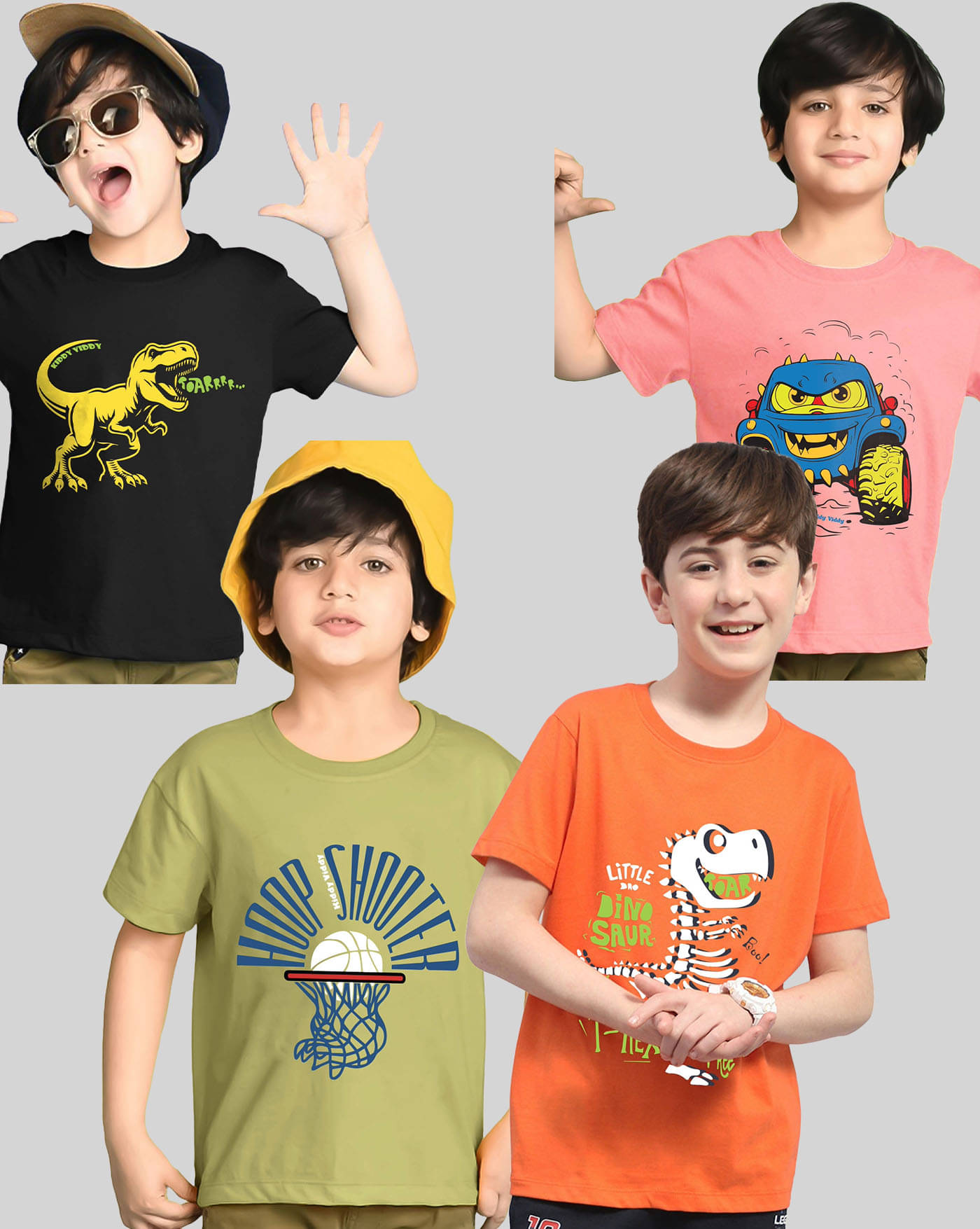     			KIDDY VIDDY Pack of 4 Boys Cotton Blend T-Shirt ( Black )