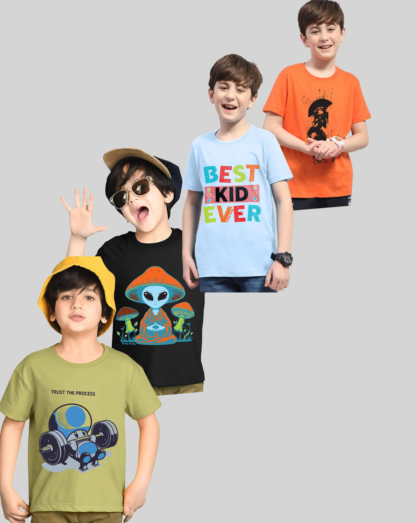     			KIDDY VIDDY Pack of 4 Boys Cotton Blend T-Shirt ( Green )