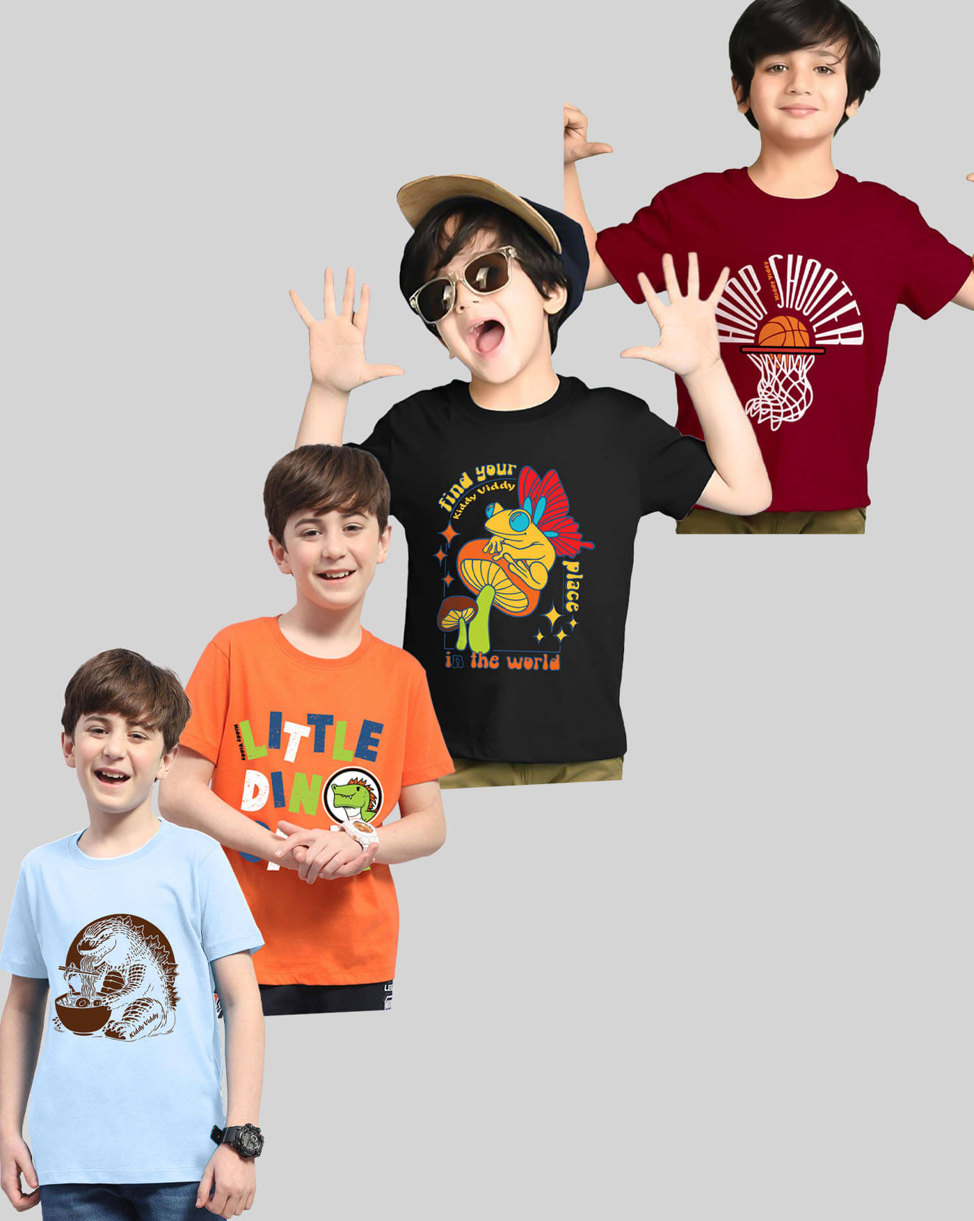     			KIDDY VIDDY Pack of 4 Boys Cotton Blend T-Shirt ( Orange )