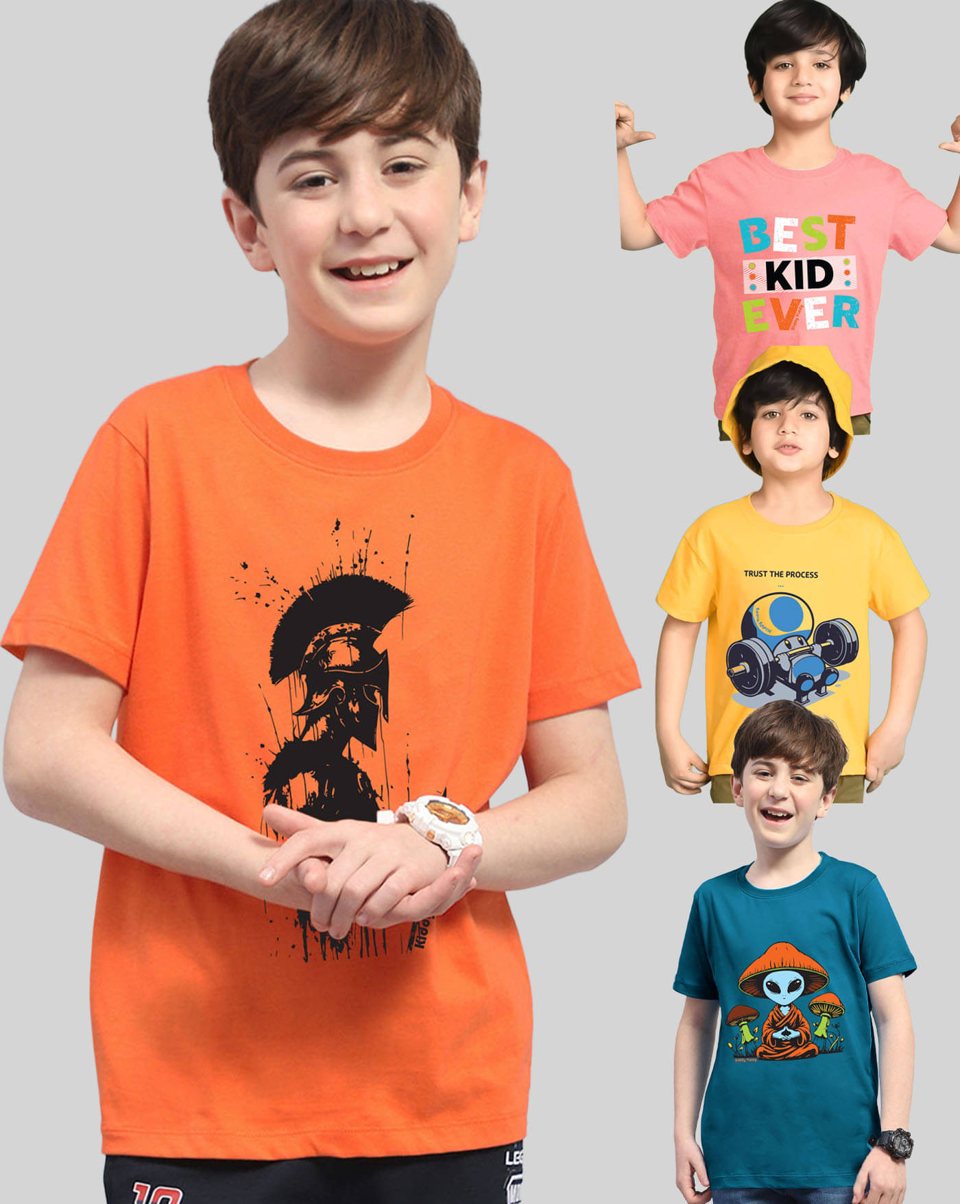     			KIDDY VIDDY Pack of 4 Boys Cotton Blend T-Shirt ( Peach )