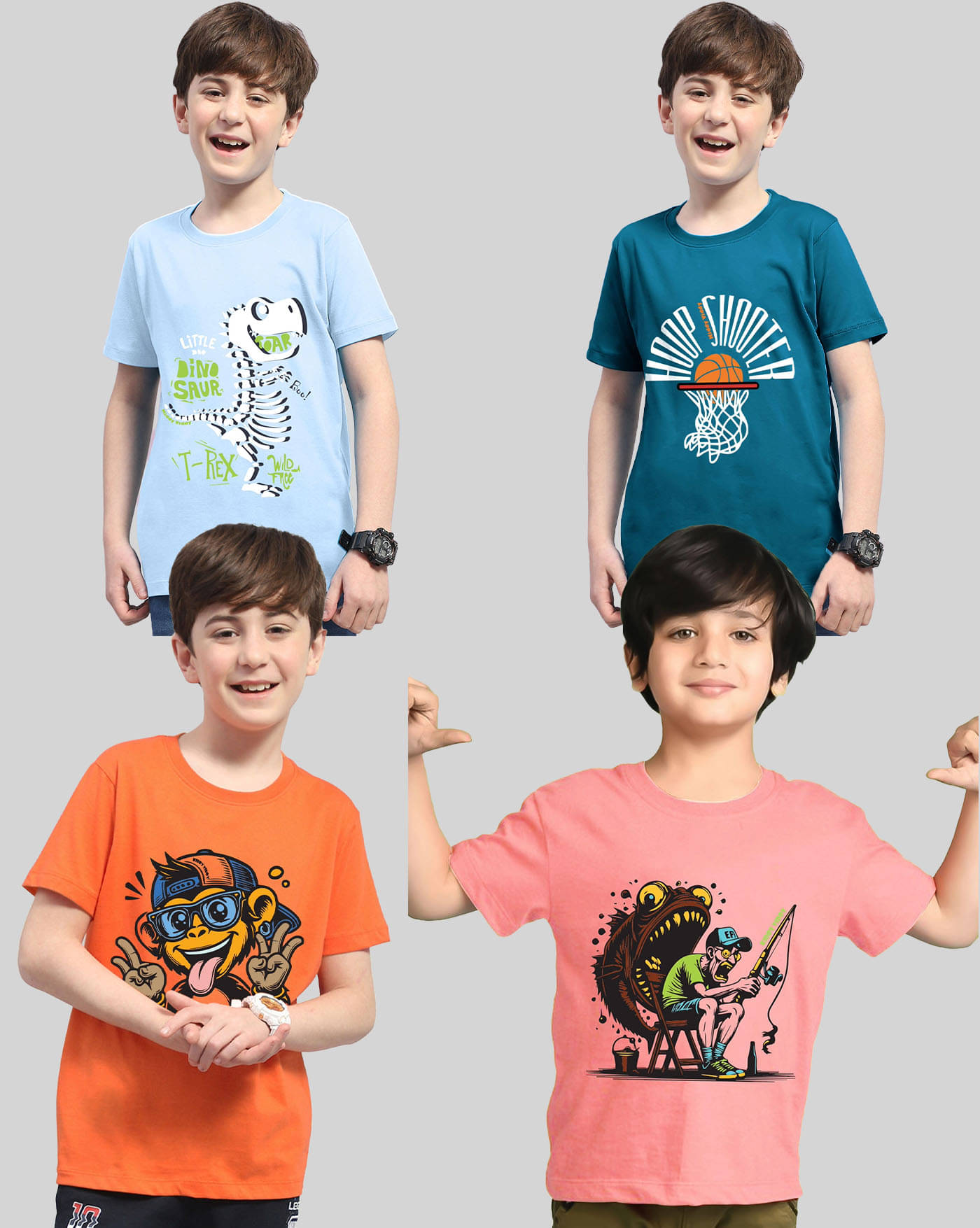     			KIDDY VIDDY Pack of 4 Boys Cotton Blend T-Shirt ( Peach )