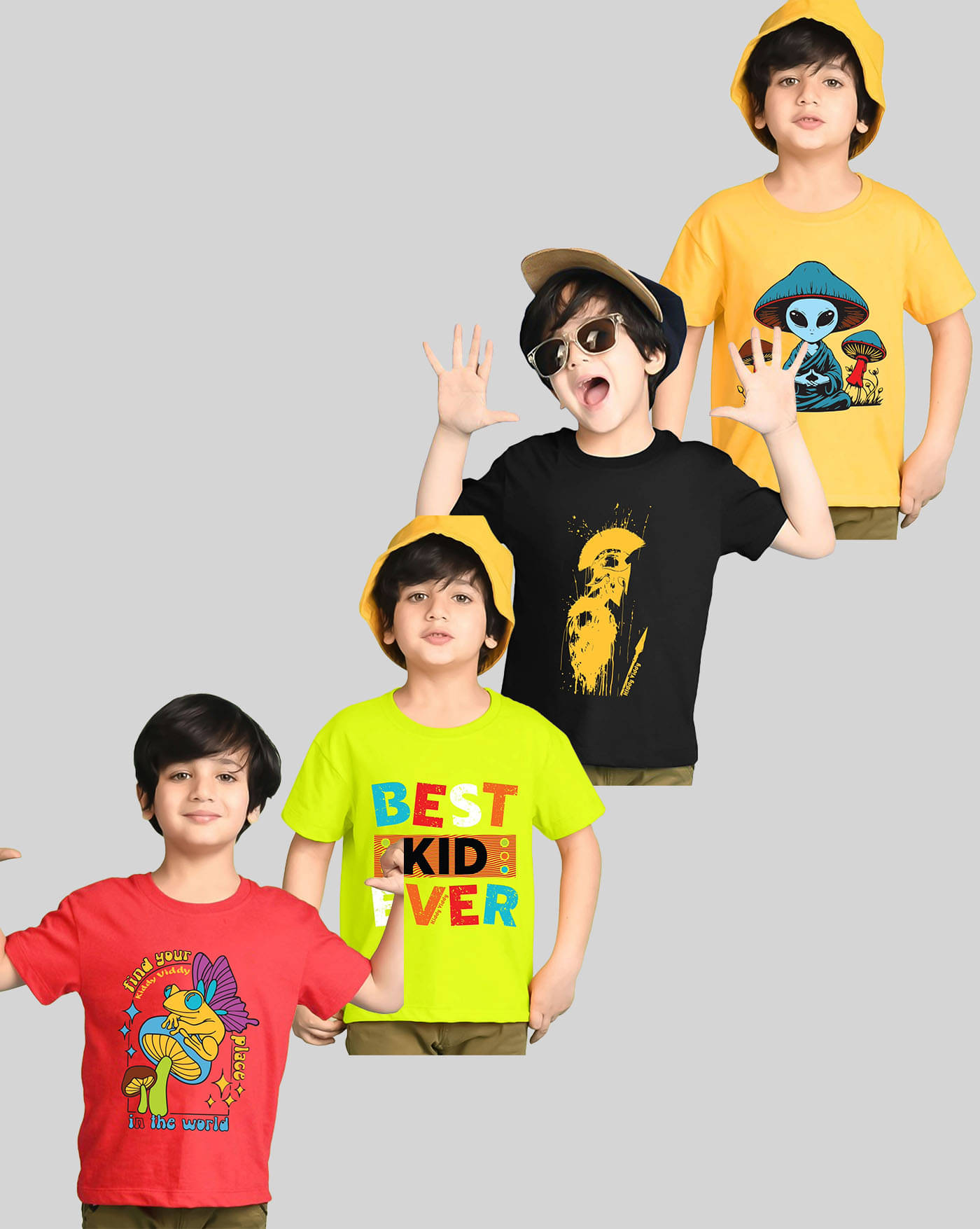     			KIDDY VIDDY Pack of 4 Boys Cotton Blend T-Shirt ( Multicolor 4 )