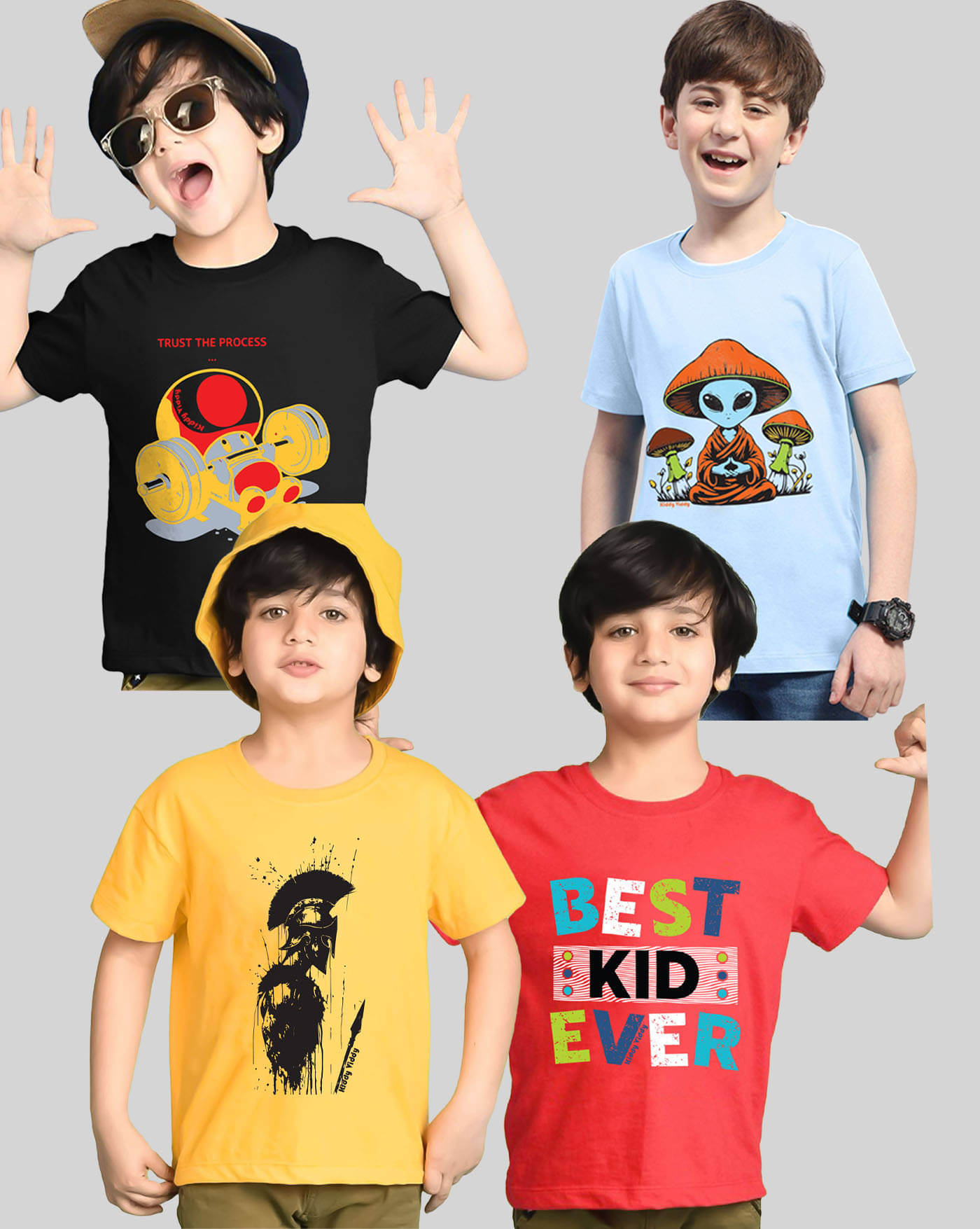     			KIDDY VIDDY Pack of 4 Boys Cotton Blend T-Shirt ( Multicolor )
