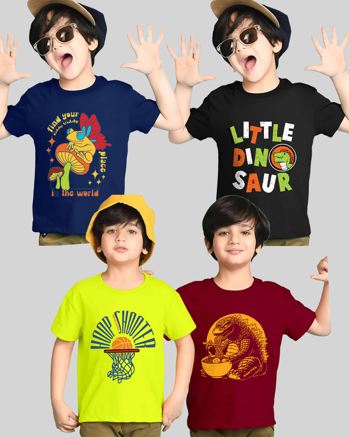     			KIDDY VIDDY Pack of 4 Boys Cotton Blend T-Shirt ( Maroon )