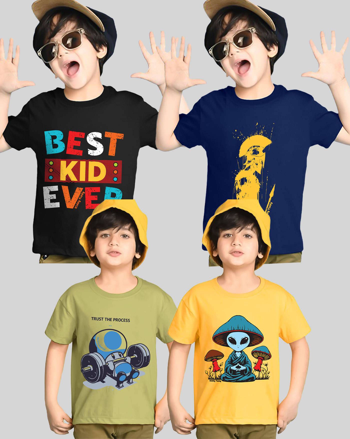     			KIDDY VIDDY Pack of 4 Boys Cotton Blend T-Shirt ( Multicolor 5 )