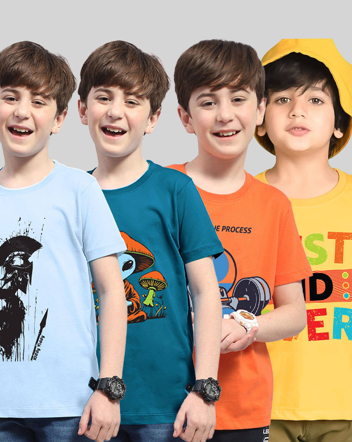     			KIDDY VIDDY Pack of 4 Boys Cotton Blend T-Shirt ( Teal )