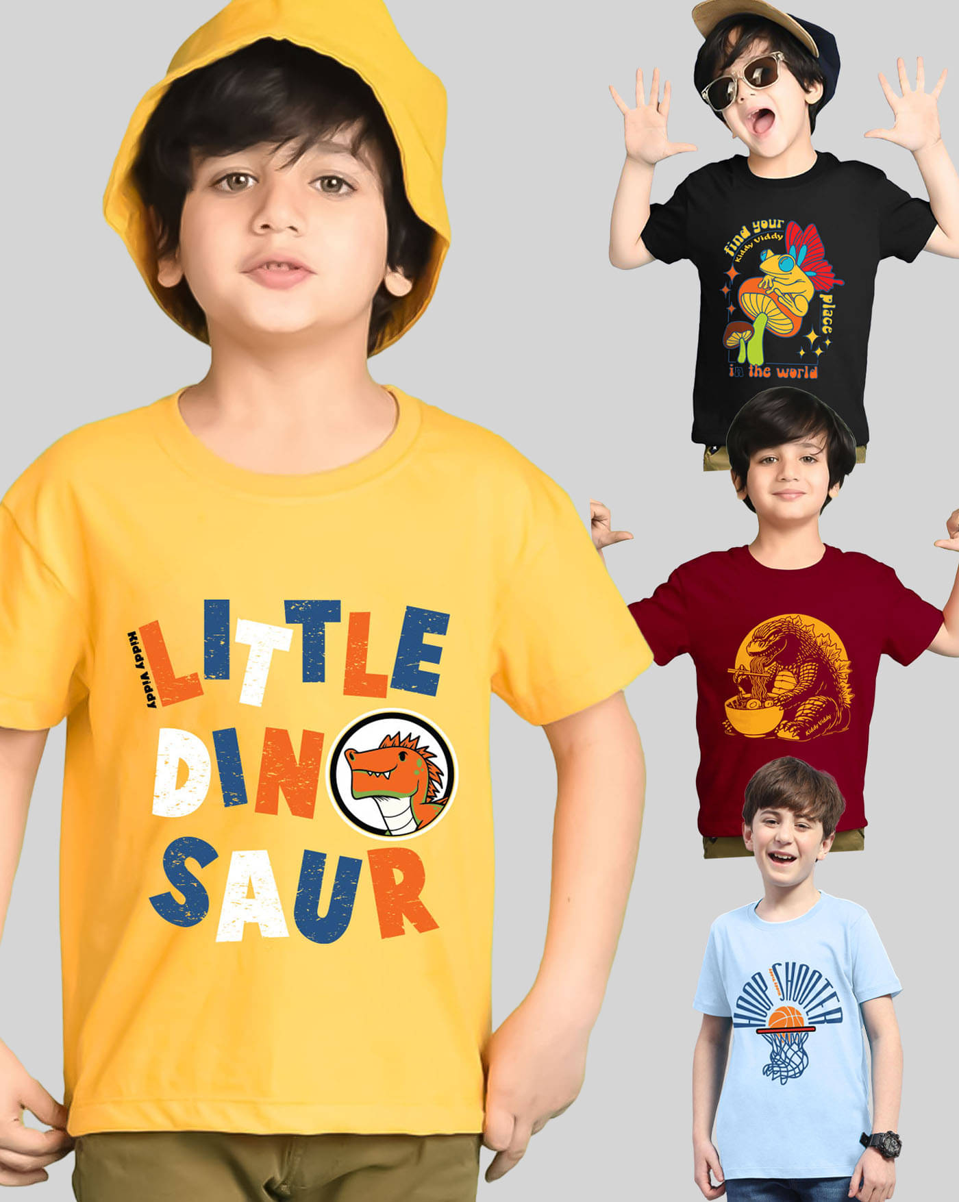     			KIDDY VIDDY Pack of 4 Boys Cotton Blend T-Shirt ( Yellow )