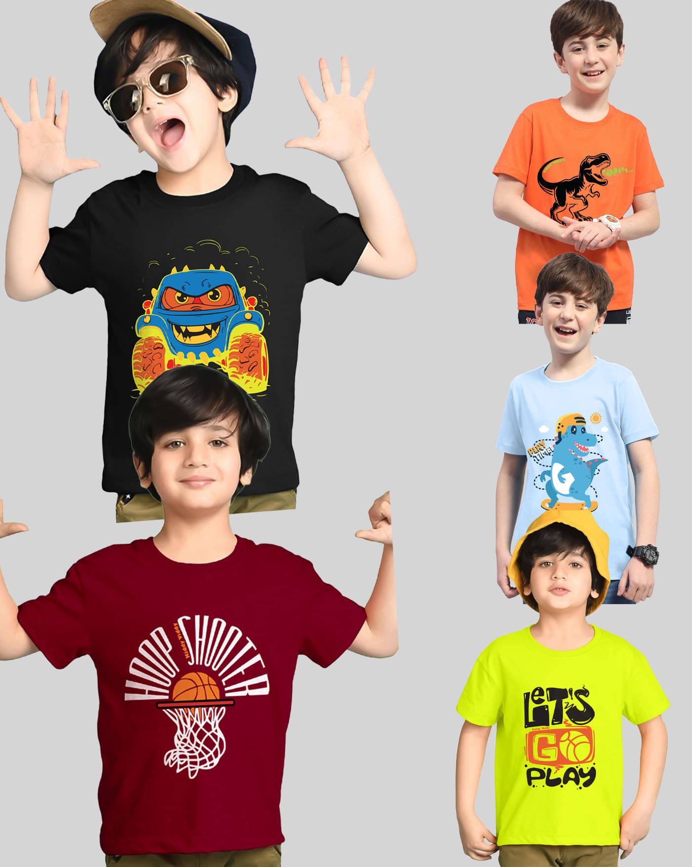     			KIDDY VIDDY Pack of 5 Boys Cotton Blend T-Shirt ( Neon Green )