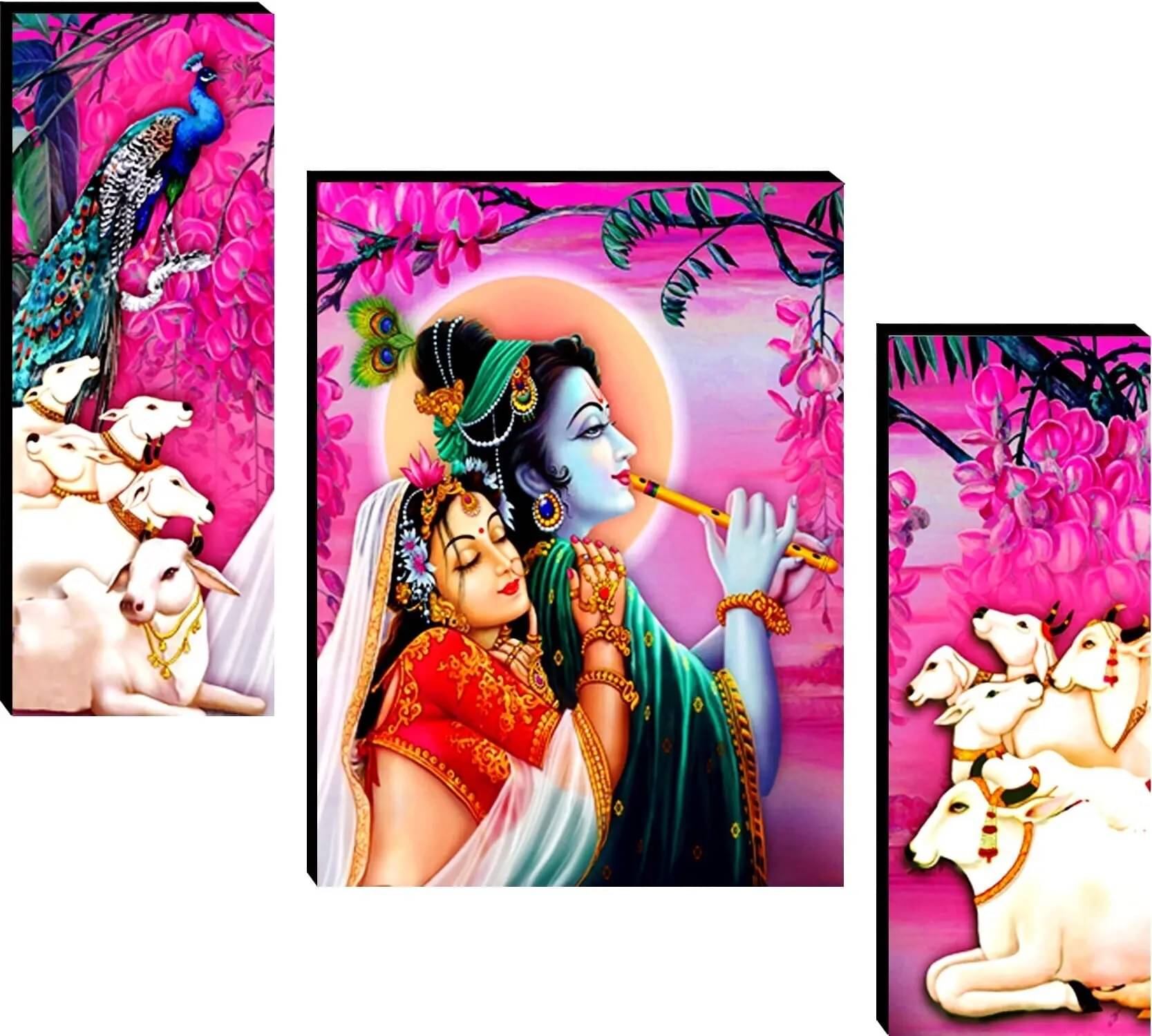 KKArt Set Of 3 Radha Krishna Wall Paintings For Wall Decoration Gift Items 12 x 18 inch KKArt Set Of 3 Radha Krishna Wall Paintings For Wall Decoration Gift Items 12 x 18 inch