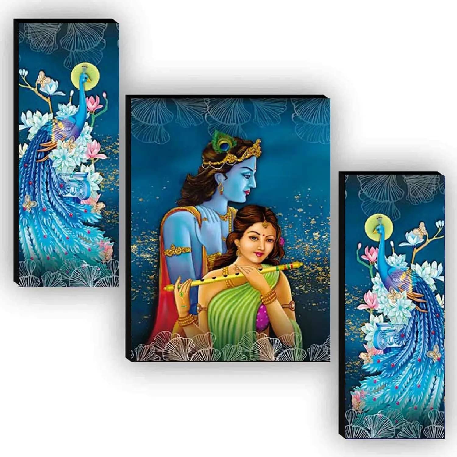KKArt Set Of 3 Radha Krishna Wall Paintings For Wall Decoration Gift Items 12 x 18 inch KKArt Set Of 3 Radha Krishna Wall Paintings For Wall Decoration Gift Items 12 x 18 inch