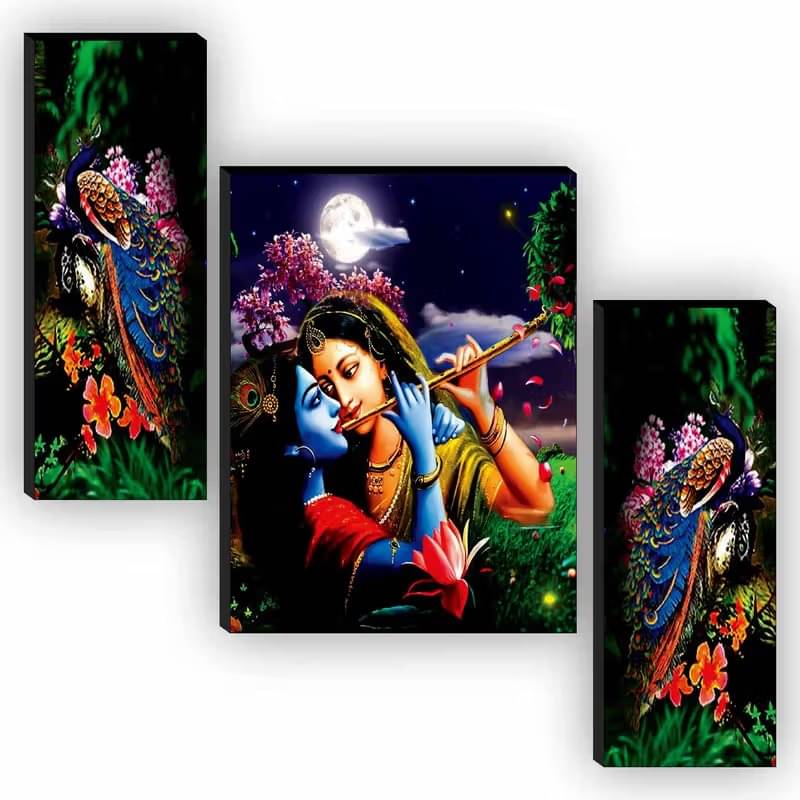 KKArt Set Of 3 Radha Krishna Wall Paintings For Wall Decoration Gift Items 12 x 18 inch KKArt Set Of 3 Radha Krishna Wall Paintings For Wall Decoration Gift Items 12 x 18 inch