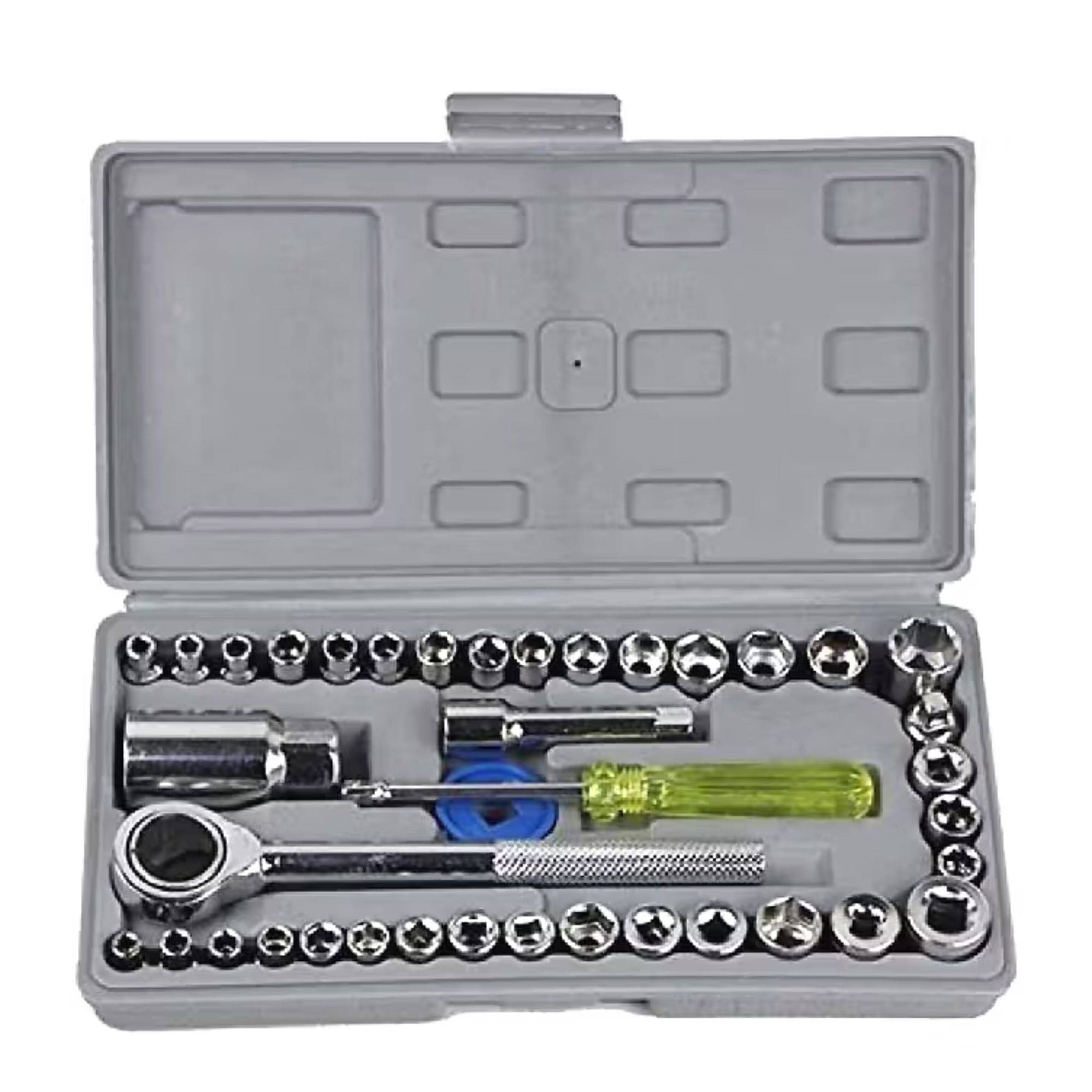 Kadio 40 in 1 Screw Driver Set PCS Automobile Motorcycle Tool Box Set Socket Wrench Sleeve Suit Hardware Auto Car Repair Tools Socket Home Tool Kit Set (Silver) Kadio 40 in 1 Screw Driver Set PCS Automobile Motorcycle Tool Box Set Socket Wrench Sleeve Suit Hardware Auto Car Repair Tools Socket Home Tool Kit Set (Silver)