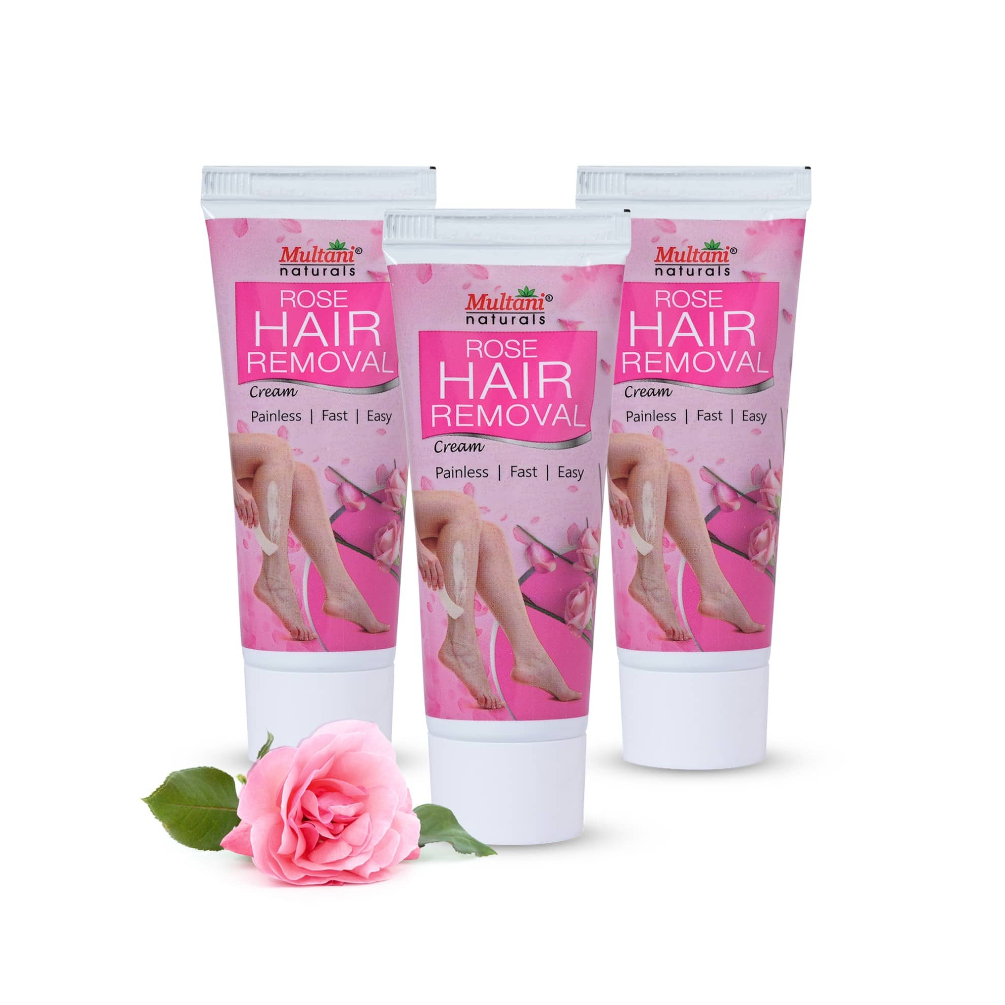 Multani Naturals Rose Painless Hair Removal Cream for WomenHydratingÂ  Gentle & SmoothÂ  Normal Skin 60ml (Pack of 3)