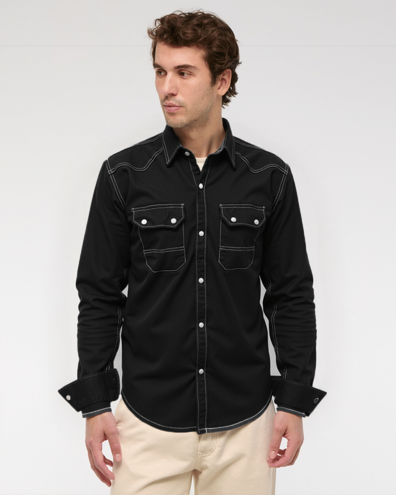 NEW-18 Denim Regular Fit Solids Full Sleeves Men's Casual Shirt - Black ( Pack of 1 ) NEW-18 Denim Regular Fit Solids Full Sleeves Men's Casual Shirt - Black ( Pack of 1 )