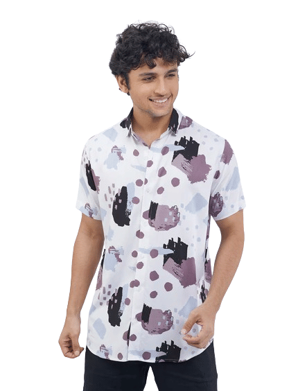     			PAVICHA Rayon Flex Regular Fit Printed Half Sleeves Men's Casual Shirt - White ( Pack of 1 )