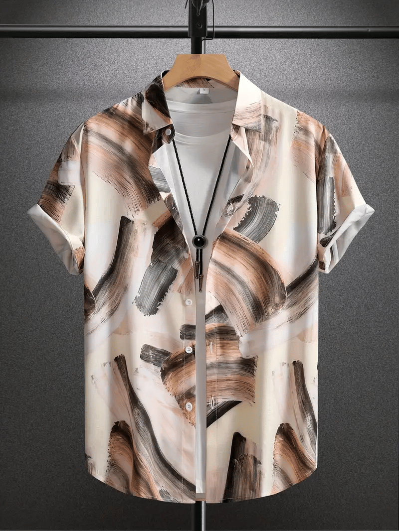 PAVICHA Rayon Flex Regular Fit Printed Half Sleeves Men's Casual Shirt - Khaki ( Pack of 1 ) PAVICHA Rayon Flex Regular Fit Printed Half Sleeves Men's Casual Shirt - Khaki ( Pack of 1 )