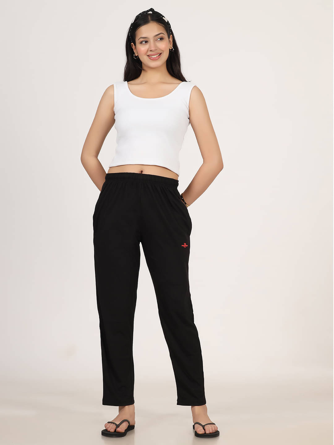     			PROBASIC Black Cotton Blend Women's Nightwear Pyjama ( Pack of 1 )