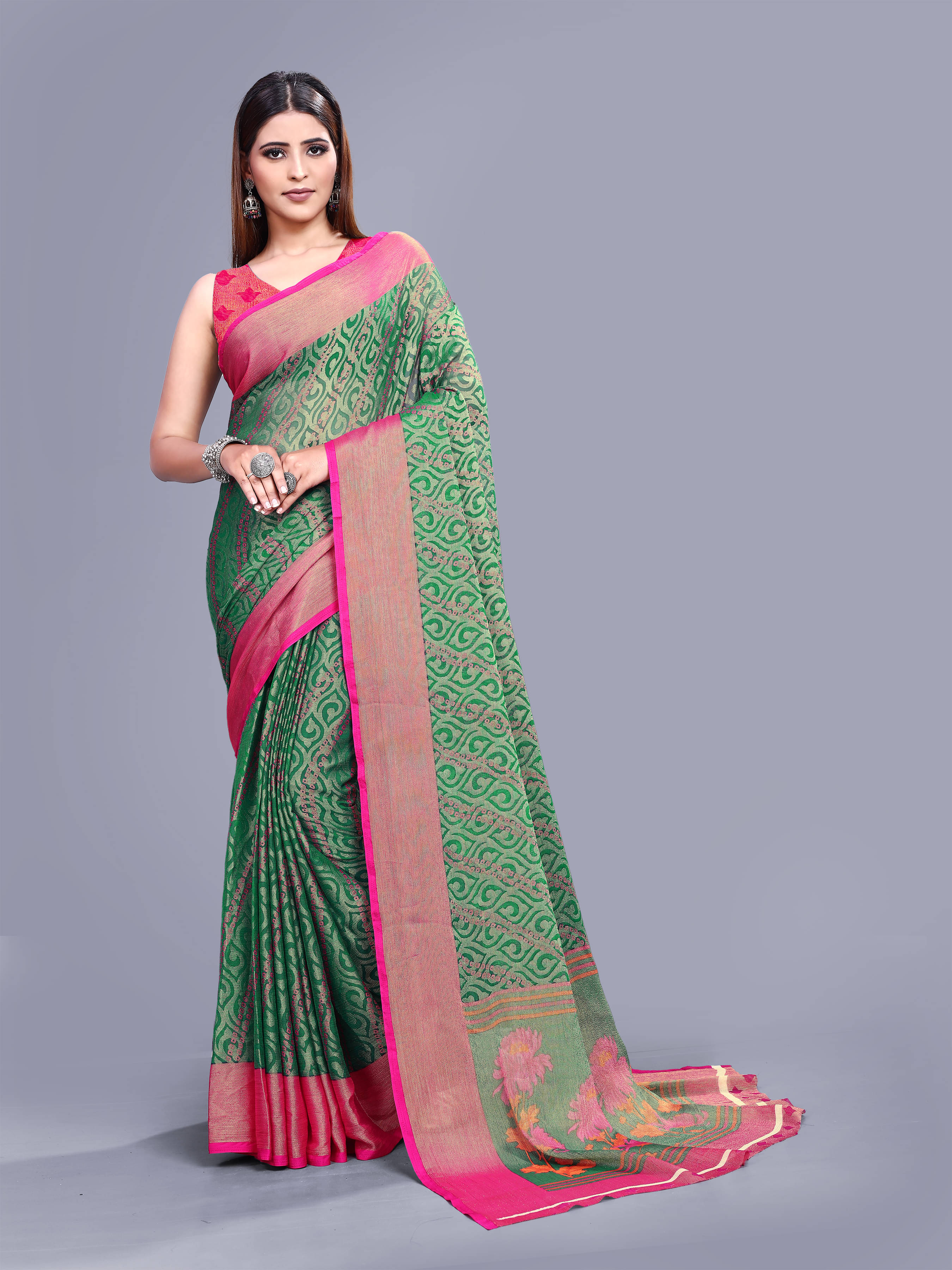 SHIRODHARI Brasso Printed Ilkal Saree With Unstitched Blouse Piece ( Teal ) SHIRODHARI Brasso Printed Ilkal Saree With Unstitched Blouse Piece ( Teal )
