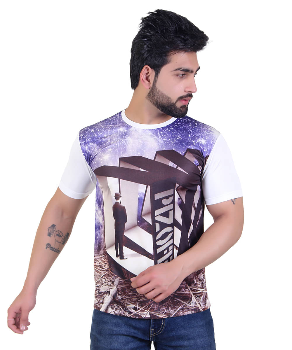     			STARFOX Men Polyester Slim Fit Printed T-Shirt ( White )