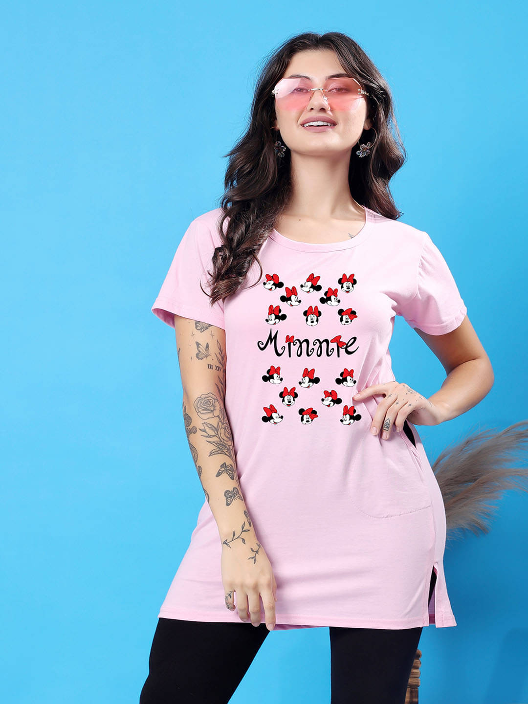    			SWIFTLY Women Cotton Printed Regular Fit Round Neck T-Shirt ( Pink )