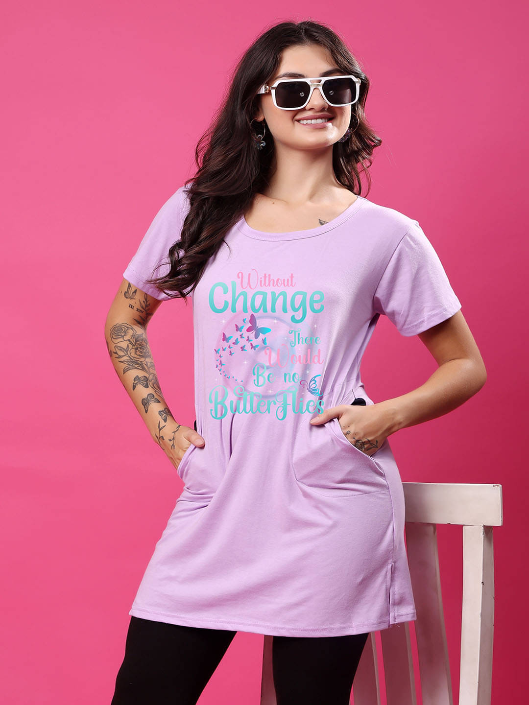 SWIFTLY Women Cotton Printed Regular Fit Round Neck T-Shirt ( Lavender ) SWIFTLY Women Cotton Printed Regular Fit Round Neck T-Shirt ( Lavender )