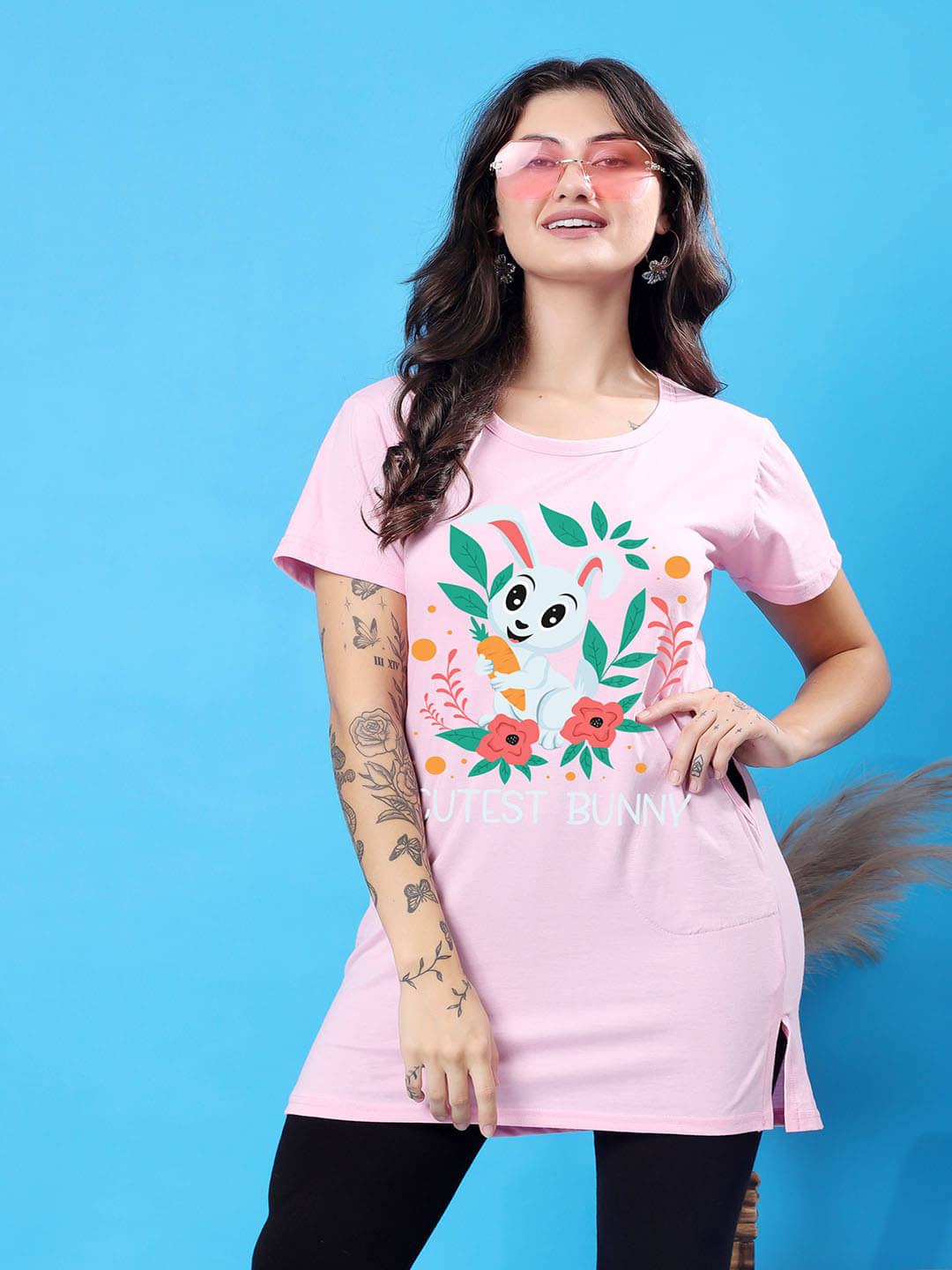 SWIFTLY Women Cotton Printed Regular Fit Round Neck T-Shirt ( Pink )     			SWIFTLY Women Cotton Printed Regular Fit Round Neck T-Shirt ( Pink )