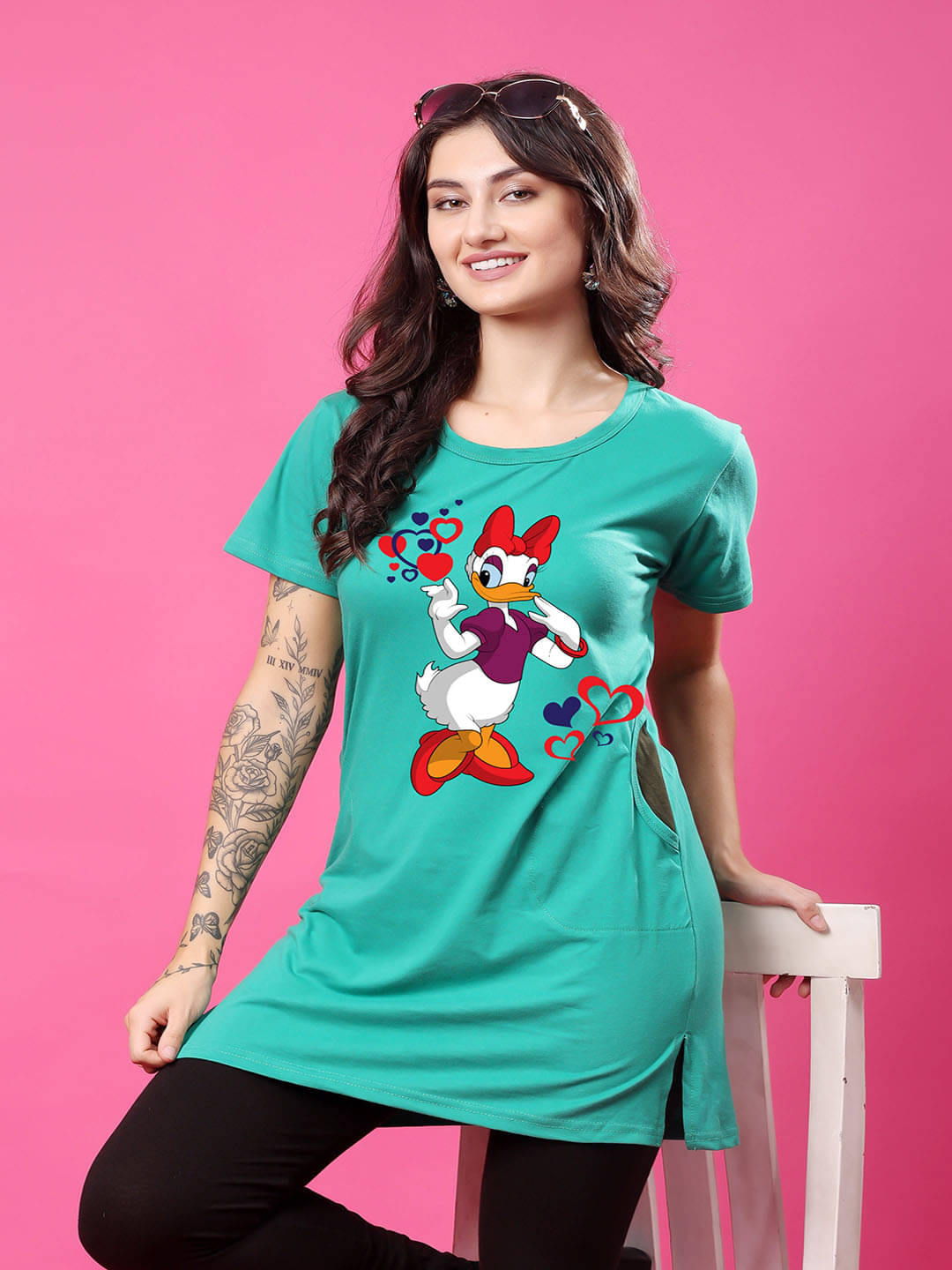 SWIFTLY Women Cotton Printed Regular Fit Round Neck T-Shirt ( Teal ) SWIFTLY Women Cotton Printed Regular Fit Round Neck T-Shirt ( Teal )
