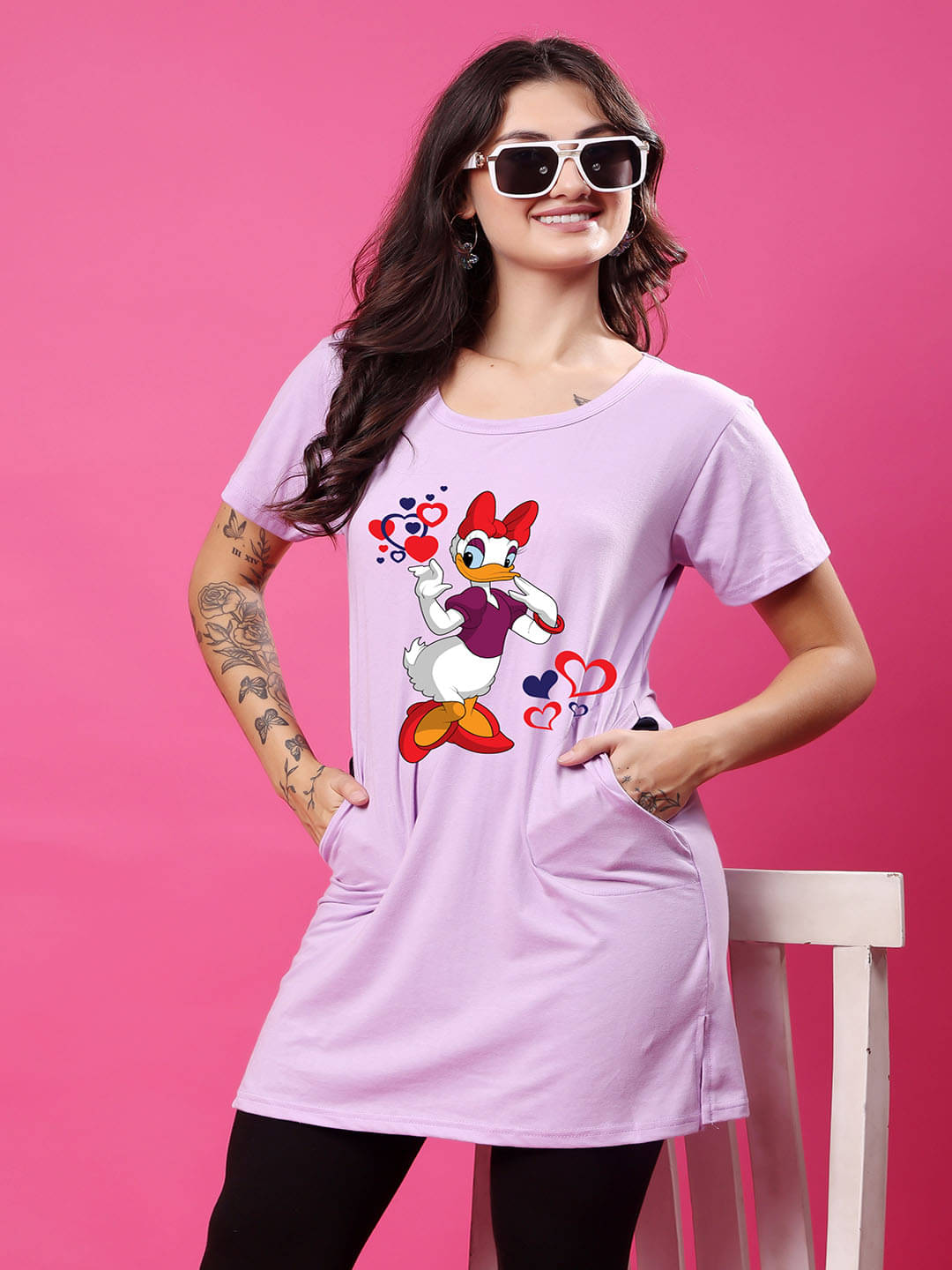SWIFTLY Women Cotton Printed Regular Fit Round Neck T-Shirt ( Lavender ) SWIFTLY Women Cotton Printed Regular Fit Round Neck T-Shirt ( Lavender )