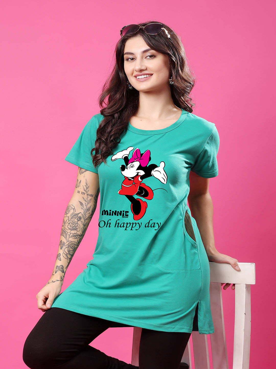 SWIFTLY Women Cotton Printed Regular Fit Round Neck T-Shirt ( Teal )     			SWIFTLY Women Cotton Printed Regular Fit Round Neck T-Shirt ( Teal )