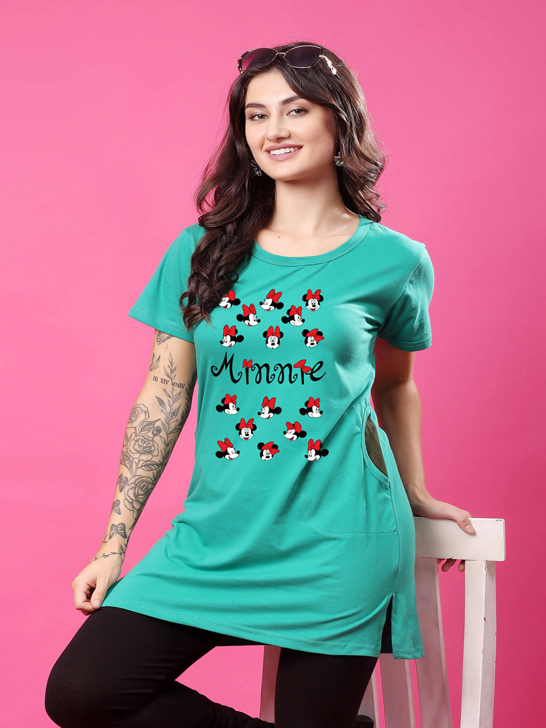 SWIFTLY Women Cotton Printed Regular Fit Round Neck T-Shirt ( Teal )     			SWIFTLY Women Cotton Printed Regular Fit Round Neck T-Shirt ( Teal )