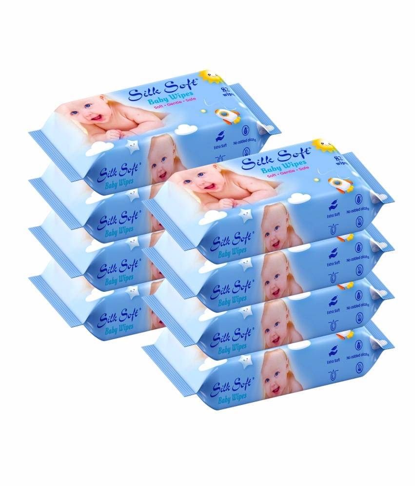     			Silk Soft Baby Wet Wipes - 656 Wipes (82 x 8 Packs) | Fragrance-Free, Alcohol-Free & Hypoallergenic | Extra Thick, Moisturizing & Gentle on Sensitive Baby Skin