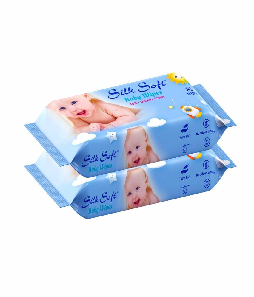     			Silk Soft Baby Wet Wipes - 164 Wipes (82 x 2 Packs) | Fragrance-Free, Alcohol-Free & Hypoallergenic | Extra Thick, Moisturizing & Gentle on Sensitive Baby Skin