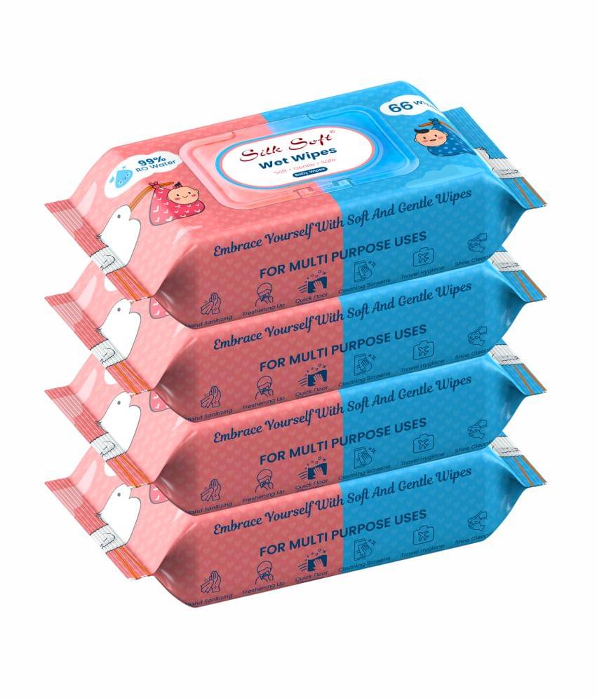     			Silk Soft Multipurpose Wet Wipes - 264 Wipes (66 x 4 Packs) | Gentle, Alcohol-Free & Hypoallergenic | Effective Cleaning for Hands, Face & Surfaces