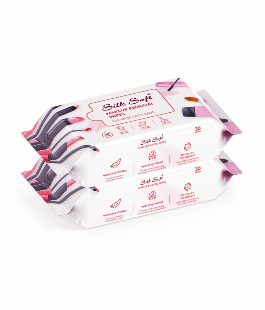 Silk Soft Makeup Remover Wipes - 60 Wipes (Pack of 2 x 30) | Ultra-Soft & Skin-Friendly | Gently Removes Waterproof Makeup | Alcohol-Free     			Silk Soft Makeup Remover Wipes - 60 Wipes (Pack of 2 x 30) | Ultra-Soft & Skin-Friendly | Gently Removes Waterproof Makeup | Alcohol-Free