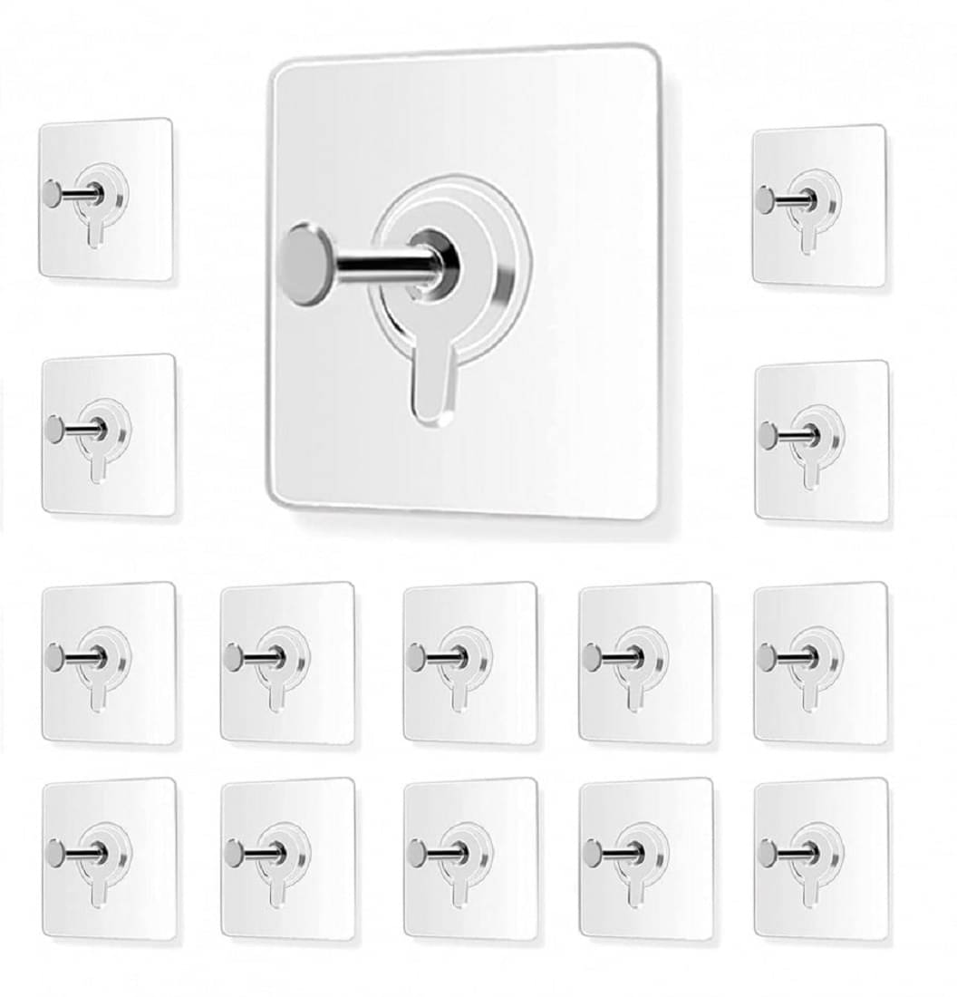     			VBE Photo Frame Hooks for Wall Without Drilling, 15 Pack Self Adhesive Hooks for Wall Heavy Duty Strong Nail Free for Hanging Photo Frame (Hanging Hook, Transparent) Stainless Steel