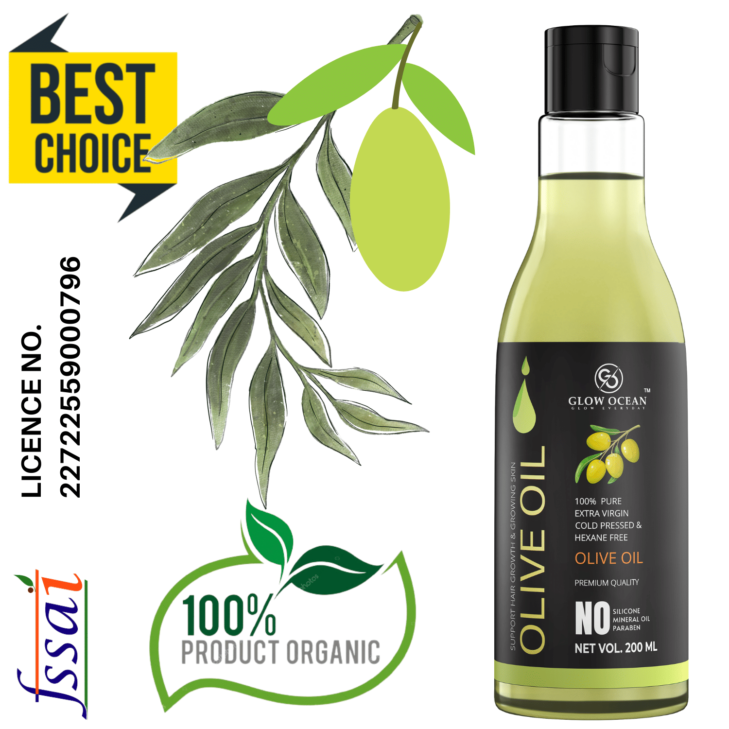     			glow ocean Nourishment Olive Oil 200 ml ( Pack of 1 )