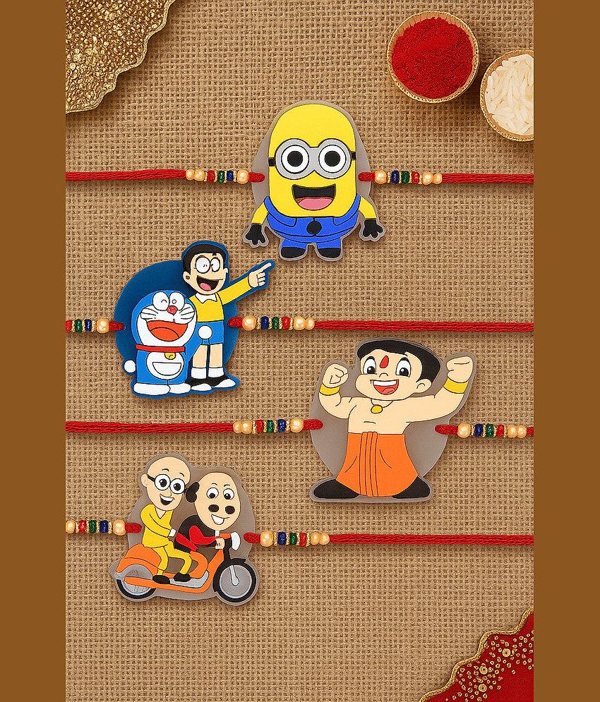 thriftkart - Rakhi Set Multicolour 4 pc Assorted kids favorite Character rakhi - Bangles & Bracelets | Buy online on ZillyBuy